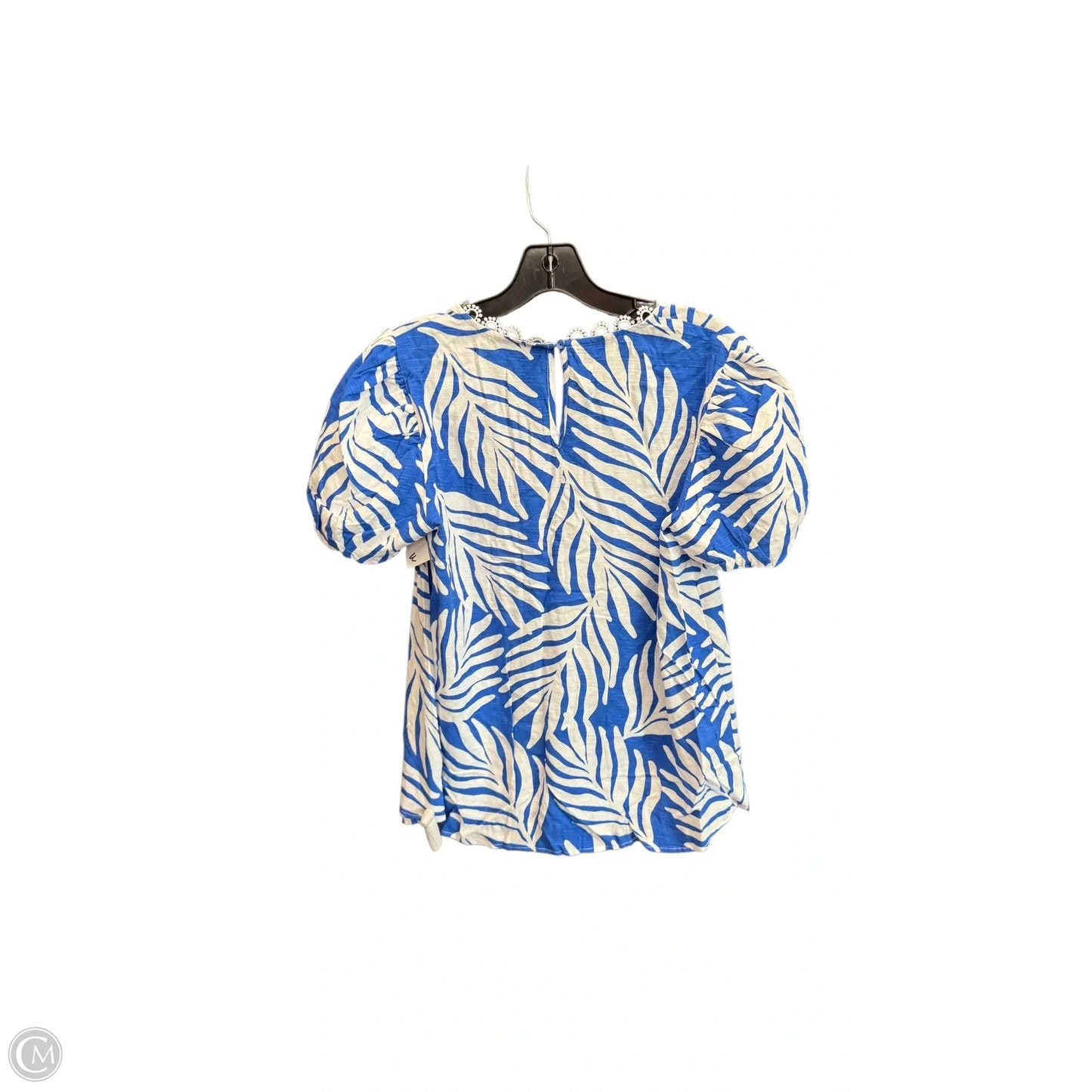 Top Short Sleeve By Cato In Blue & White, Size: M