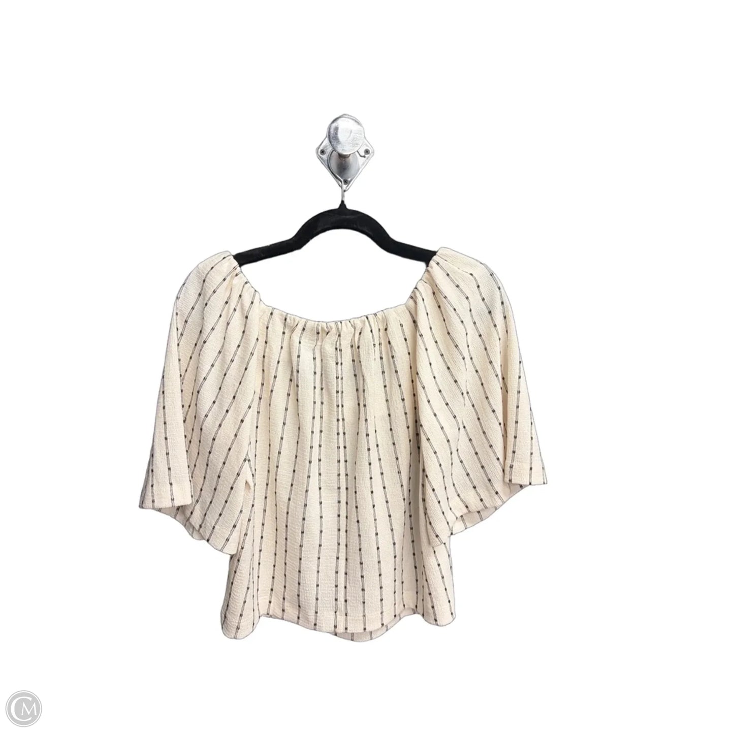 Blouse Short Sleeve By Loft In Black & Cream, Size: Xs