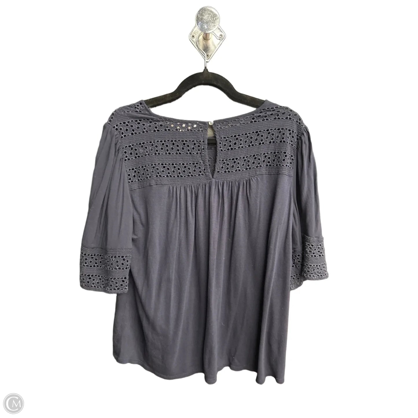Top Short Sleeve By Loft In Navy, Size: M