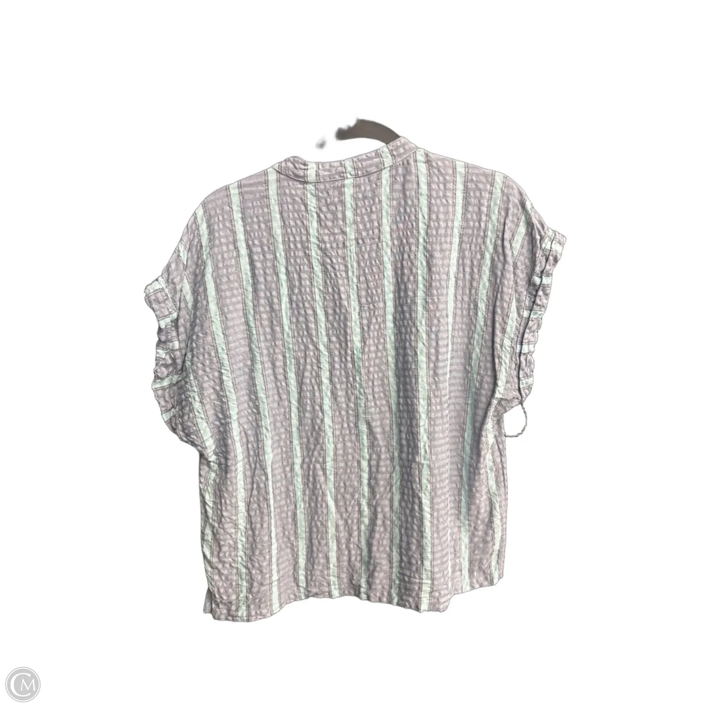 Top Short Sleeve By Evereve In Striped Pattern, Size: M