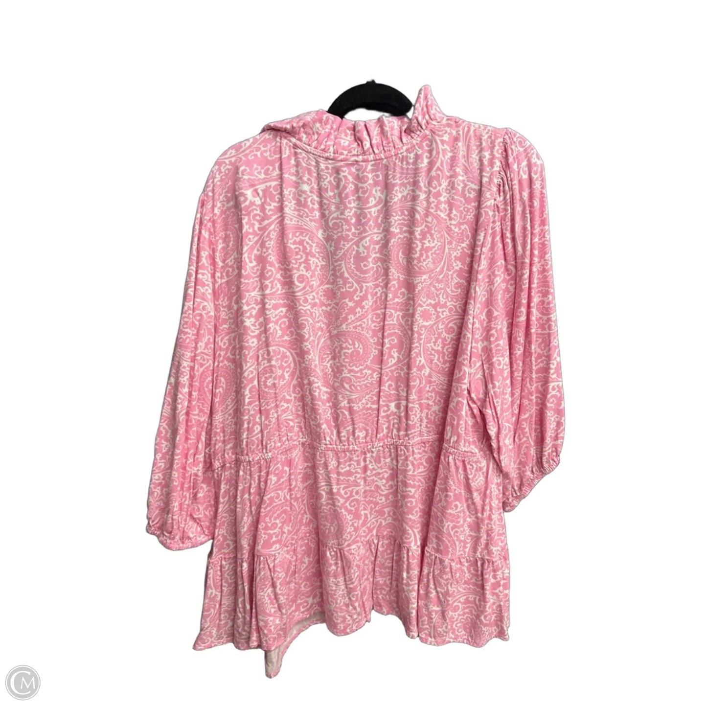 Top 3/4 Sleeve By Crown And Ivy In Pink & White, Size: 3x