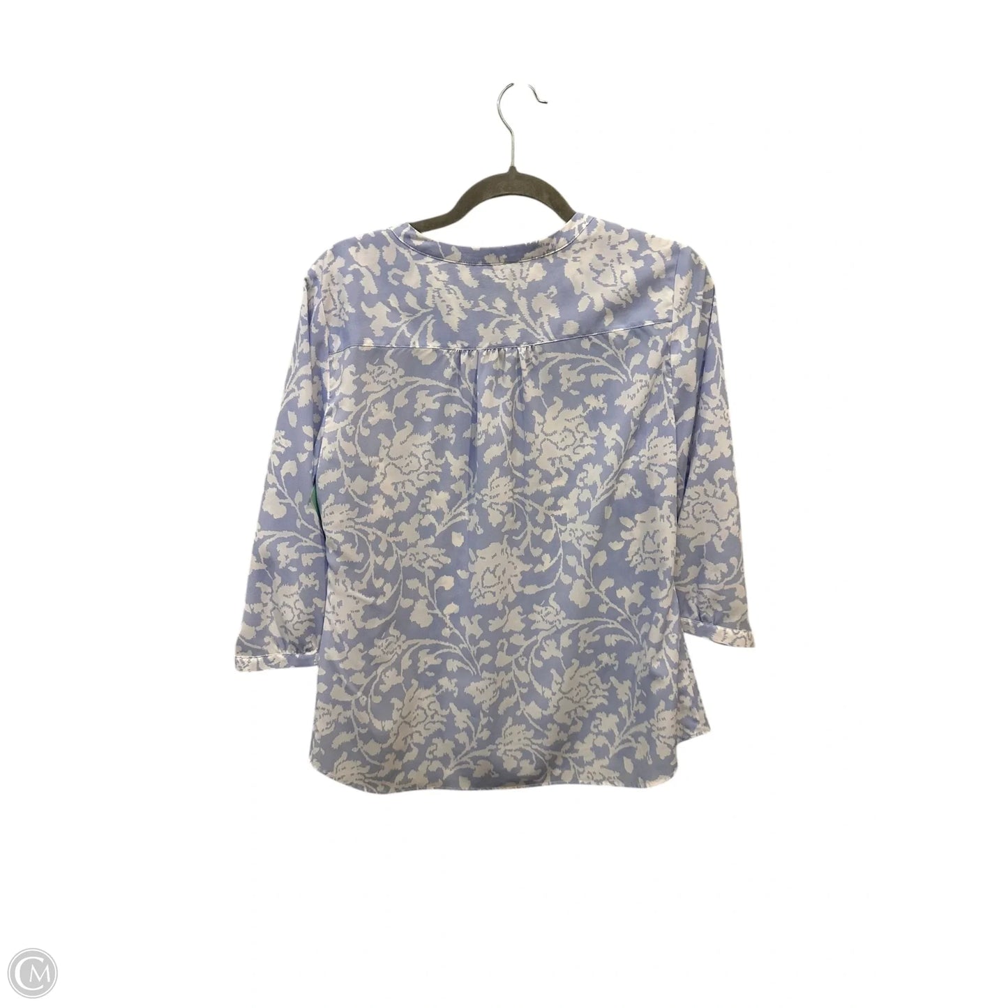 Top 3/4 Sleeve By Talbots In Blue & White, Size: Lp