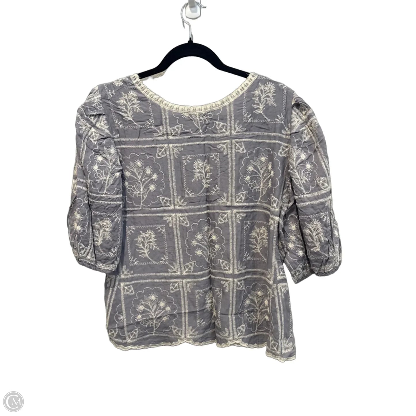 Top Short Sleeve By Solitaire In Cream & Grey, Size: Xl