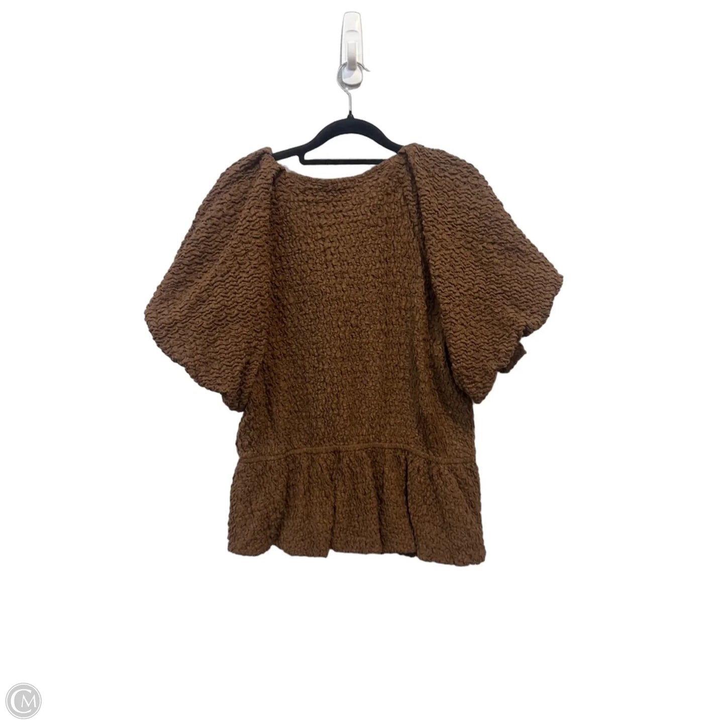 Top Short Sleeve By Oddi In Brown, Size: Xl