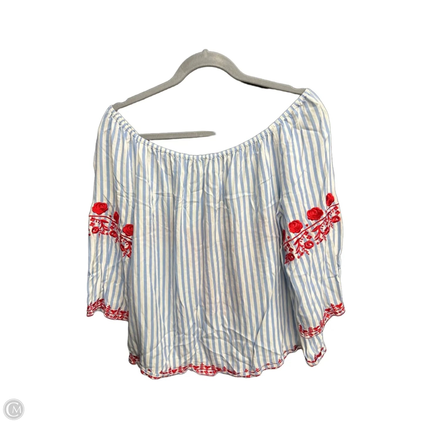 Top Short Sleeve By Gianni Bini In Striped Pattern, Size: L
