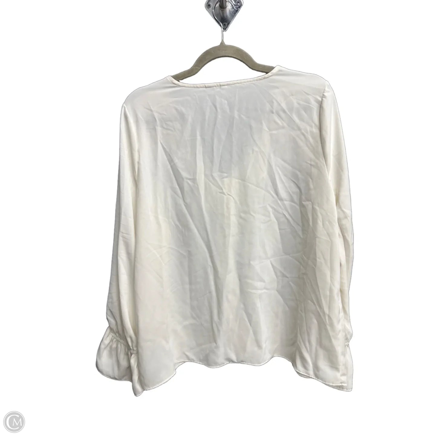 Blouse Long Sleeve By Cato In White, Size: L