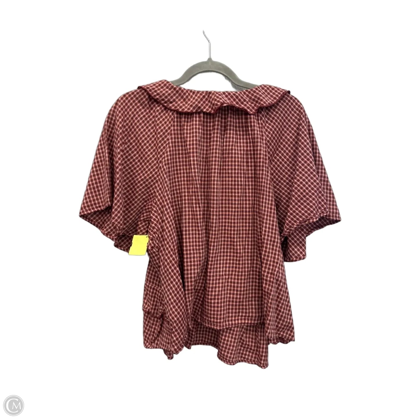 Blouse Short Sleeve By Old Navy In Plaid Pattern, Size: Xl