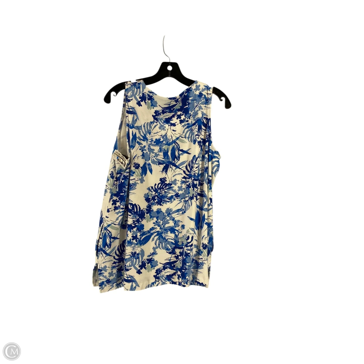Top Sleeveless By Chicos In Blue & White, Size: Xl