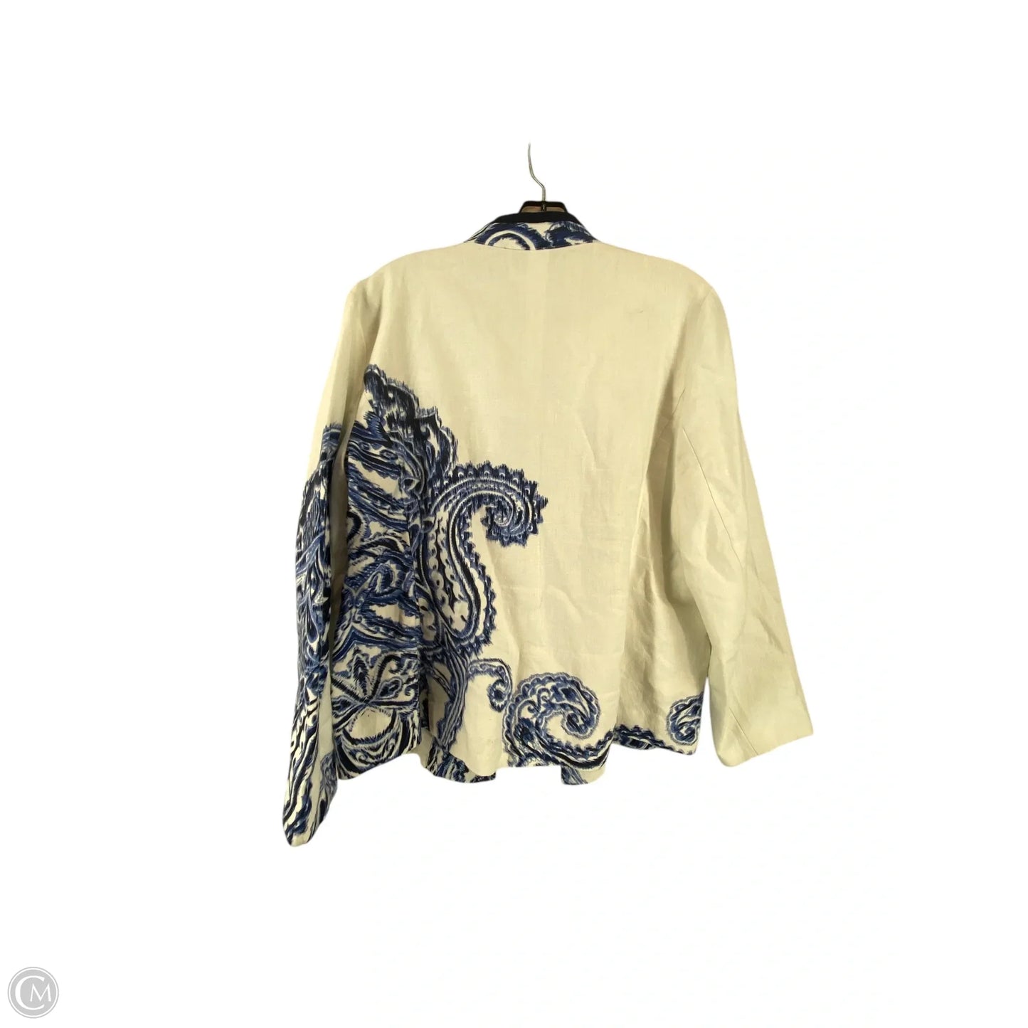 Blazer By Chicos In Blue & White, Size: 2