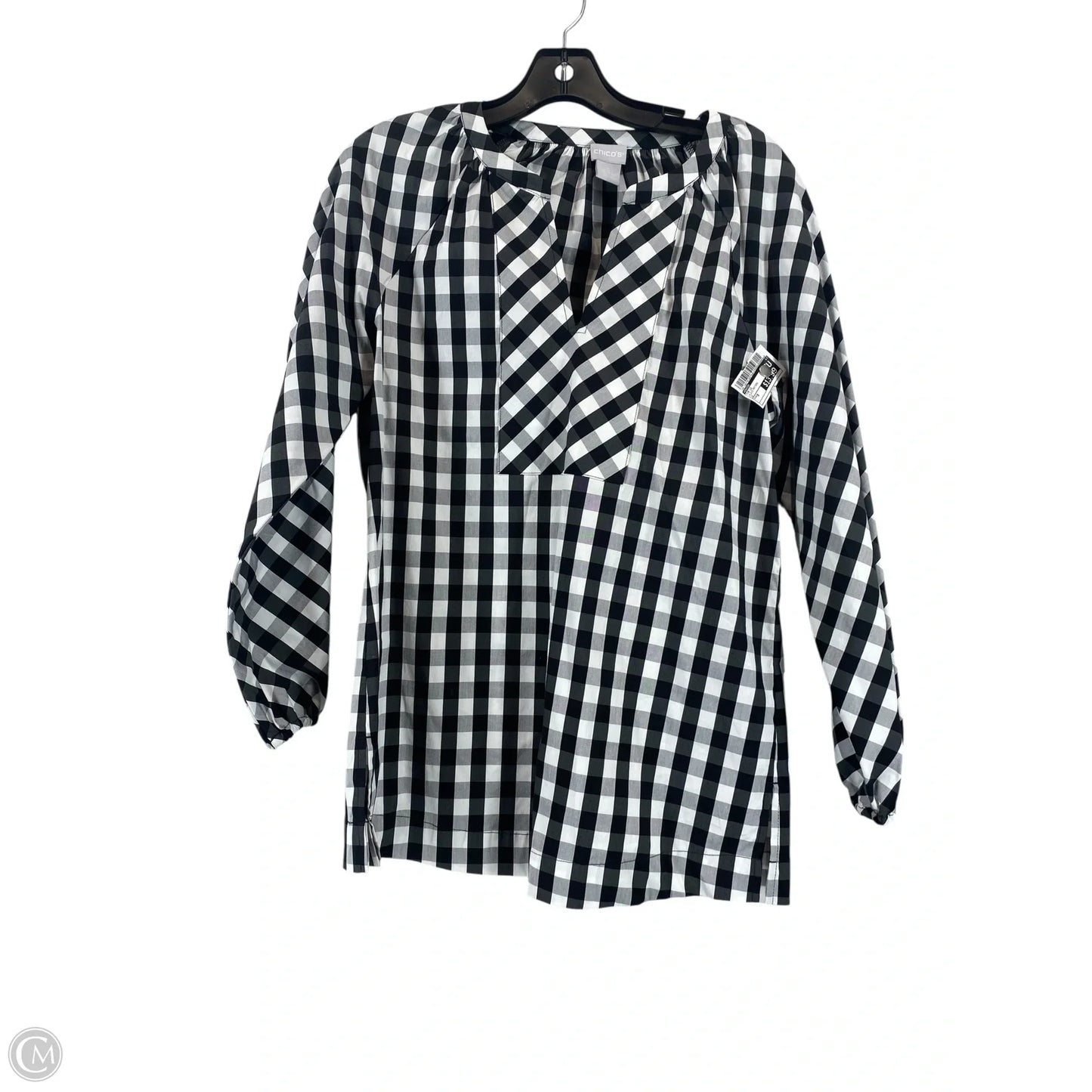 Top Long Sleeve By Chicos In Plaid Pattern, Size: 0