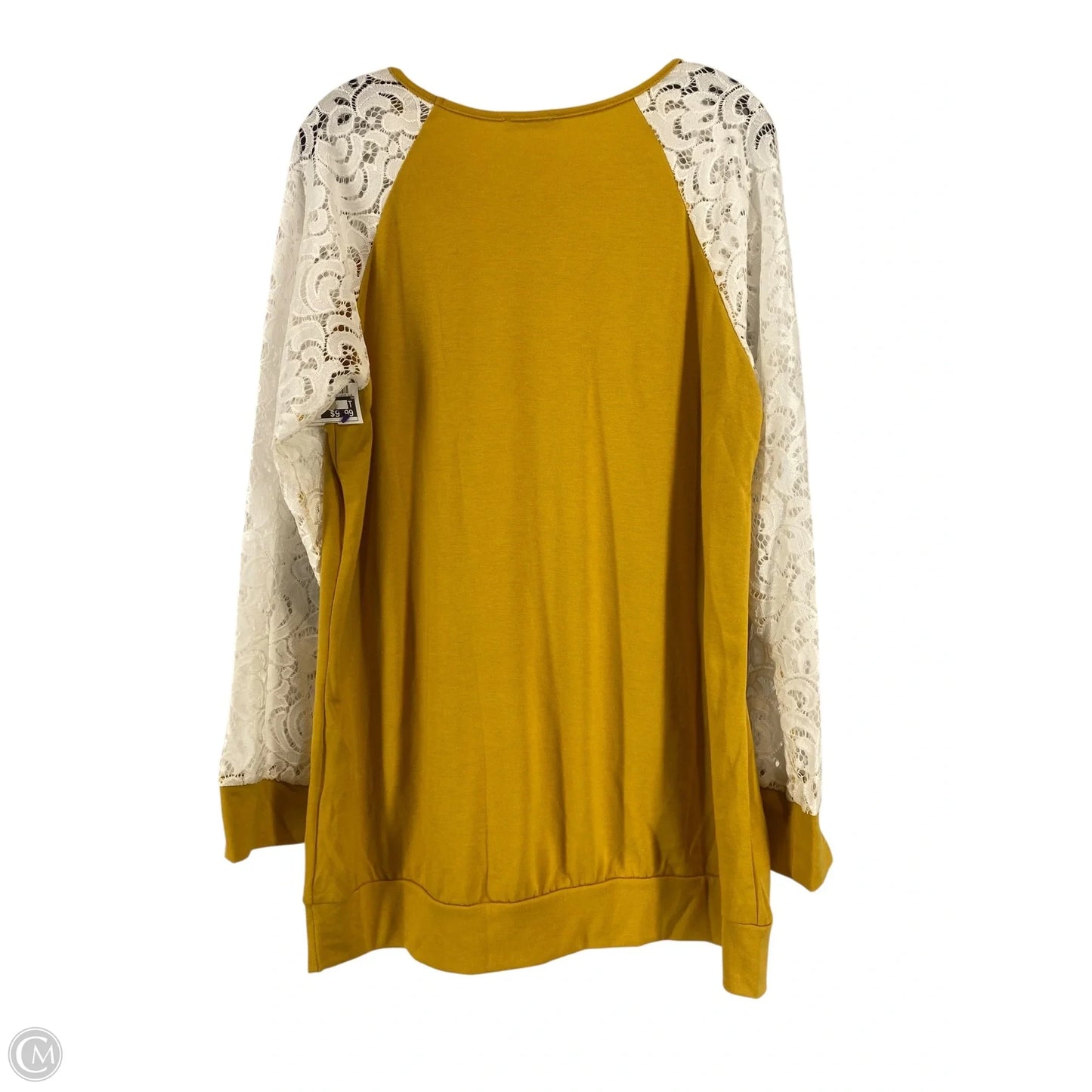 Top Long Sleeve By Cme In White & Yellow, Size: Xl