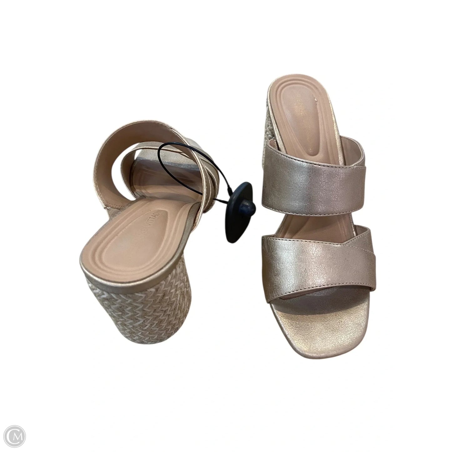 Sandals Heels Block By Adrienne Vittadini In Gold, Size: 6.5