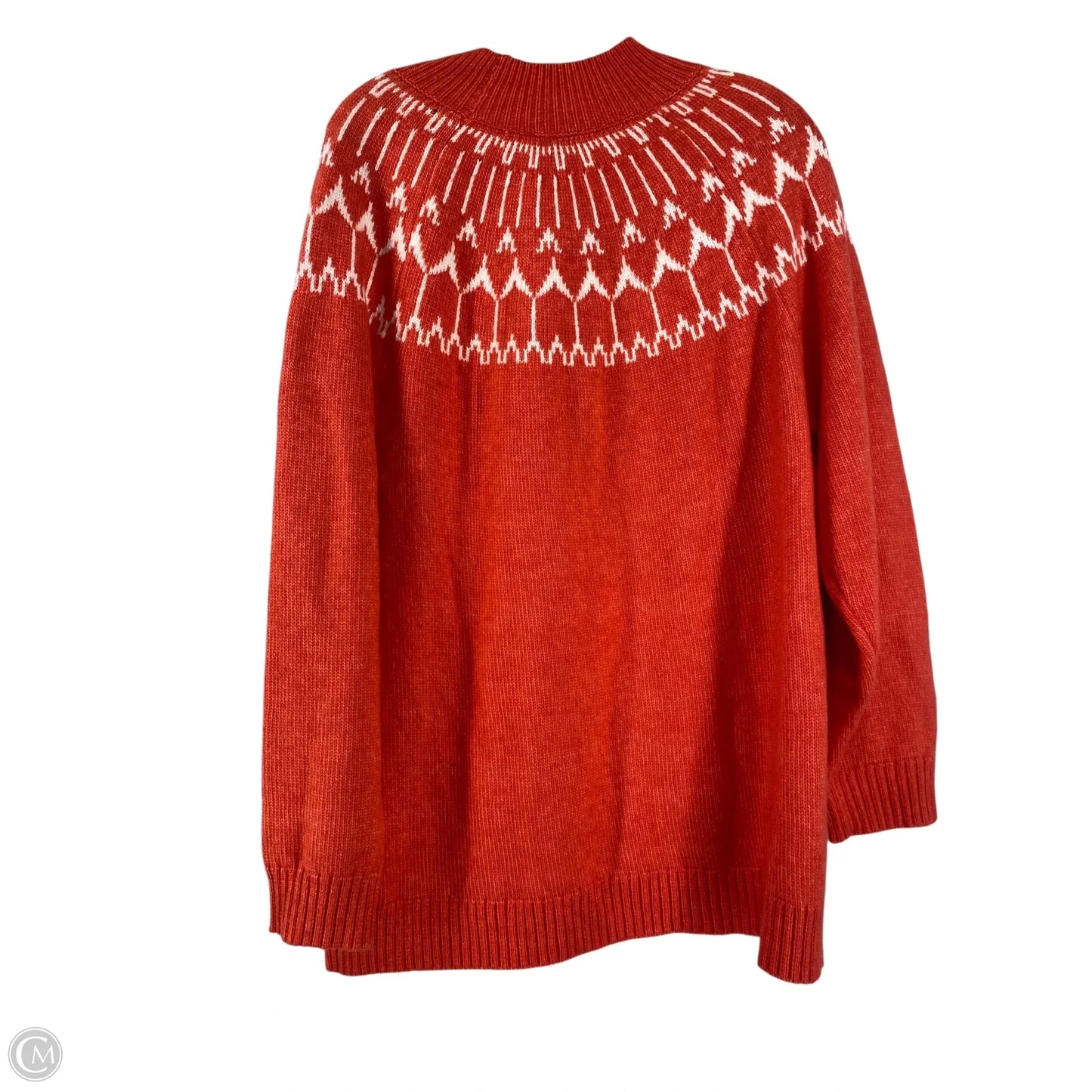 Sweater By Talbots In Orange & White, Size: Xl