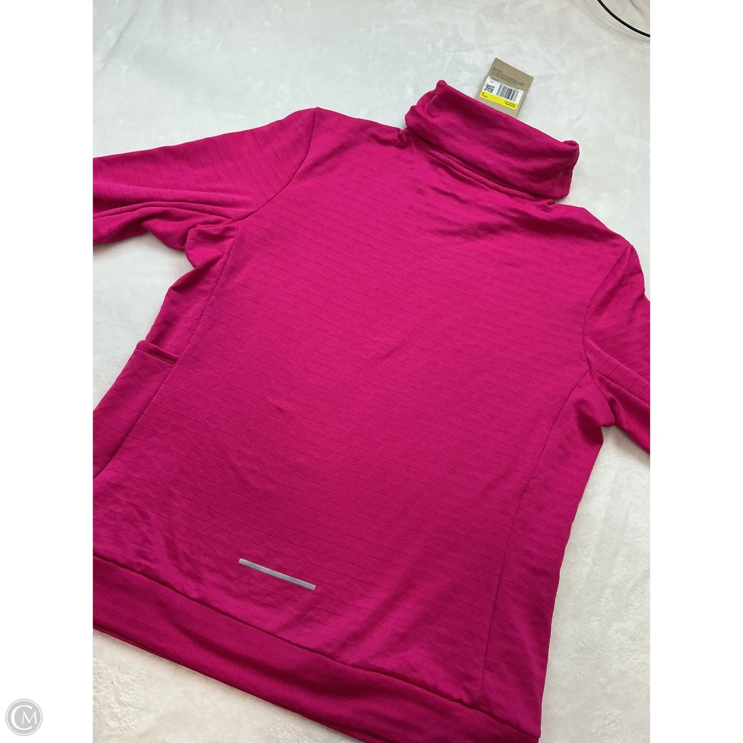 Athletic Top Long Sleeve Collar By Nike In Pink, Size: S