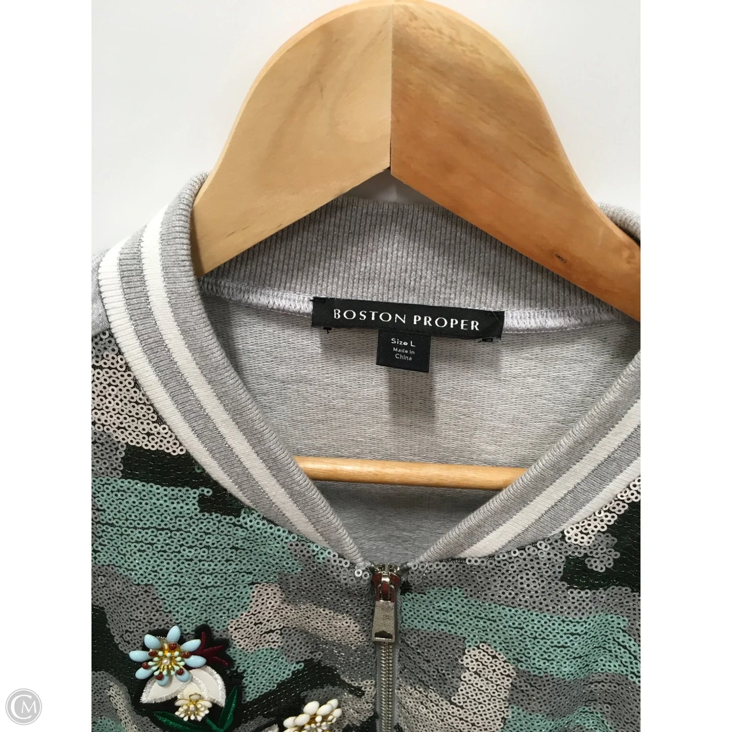Jacket Other By Boston Proper In Green & Grey, Size: L