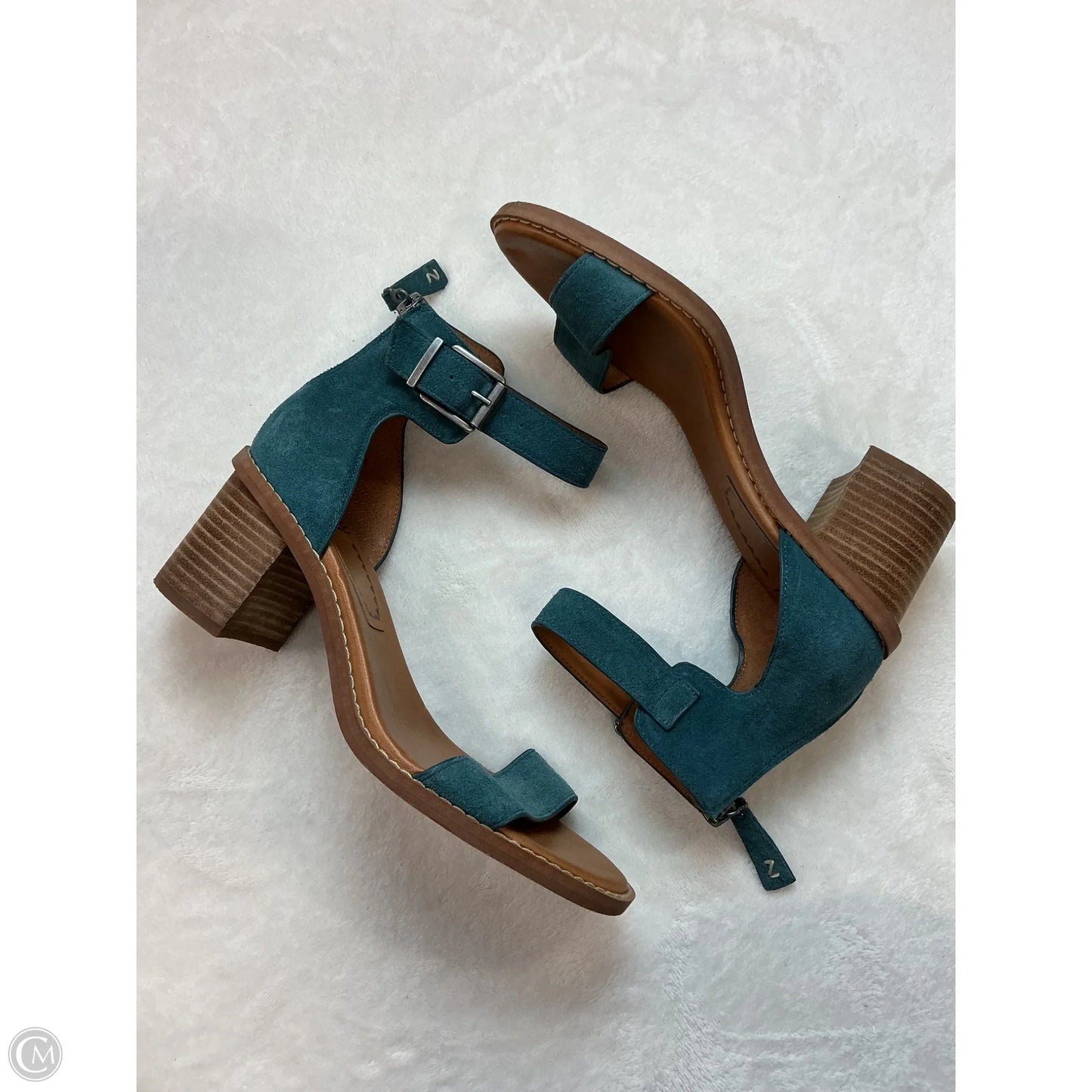 Sandals Heels Block By Zodiac In Teal, Size: 7.5