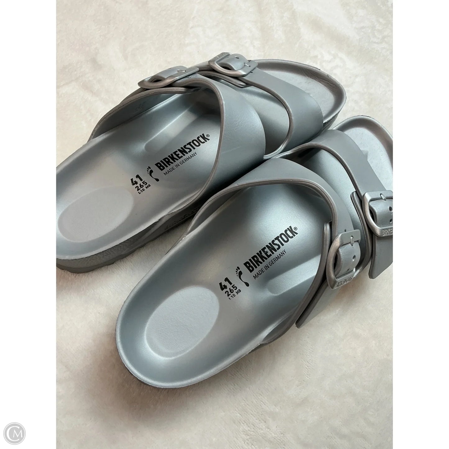 Sandals Flats By Birkenstock In Grey, Size: 10