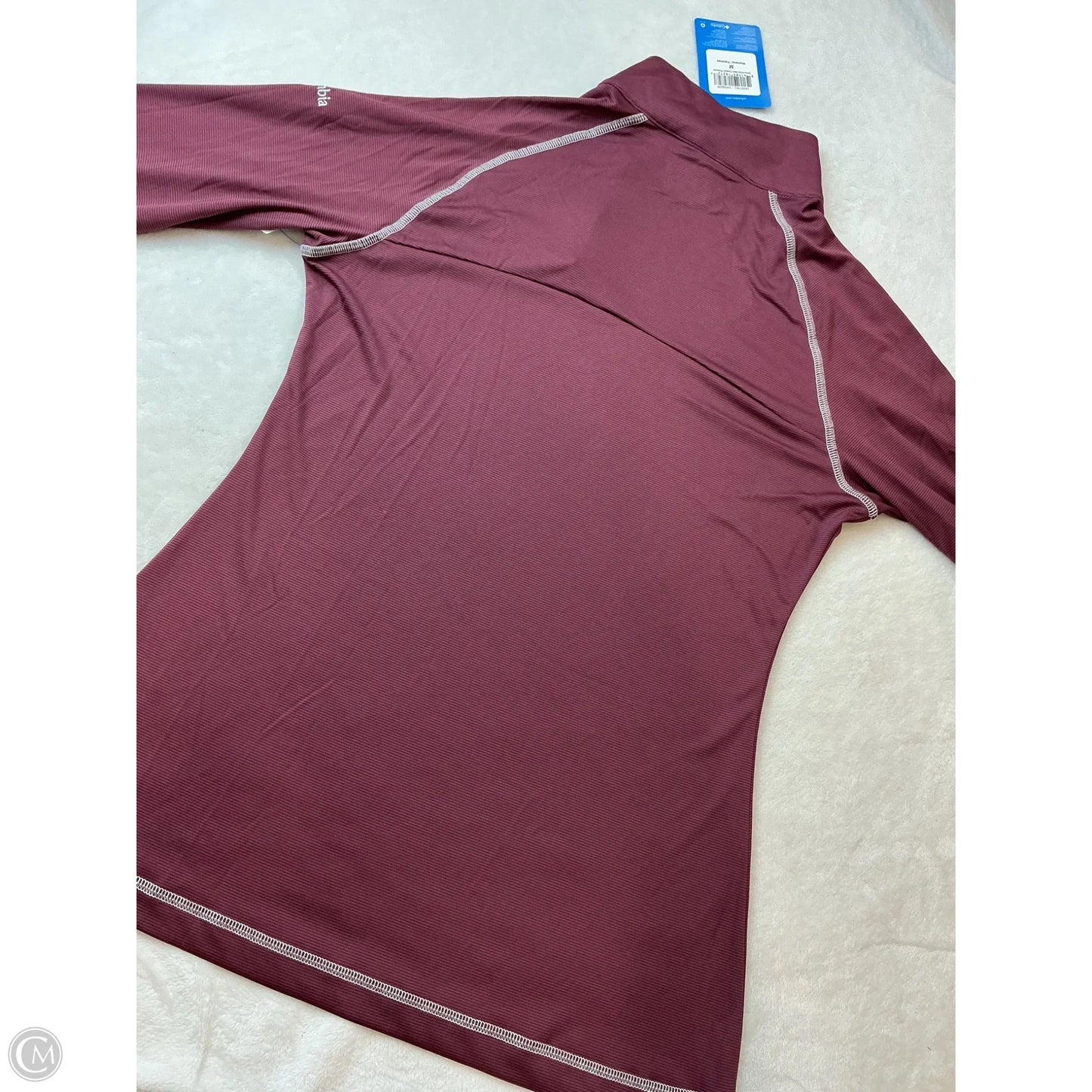 Athletic Top Long Sleeve Collar By Columbia In Maroon, Size: M