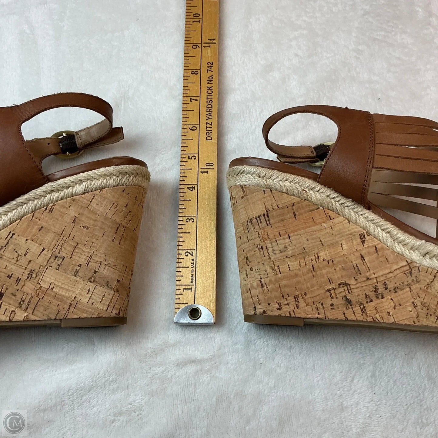 Sandals Heels Wedge By Franco Sarto In Tan, Size: 8.5