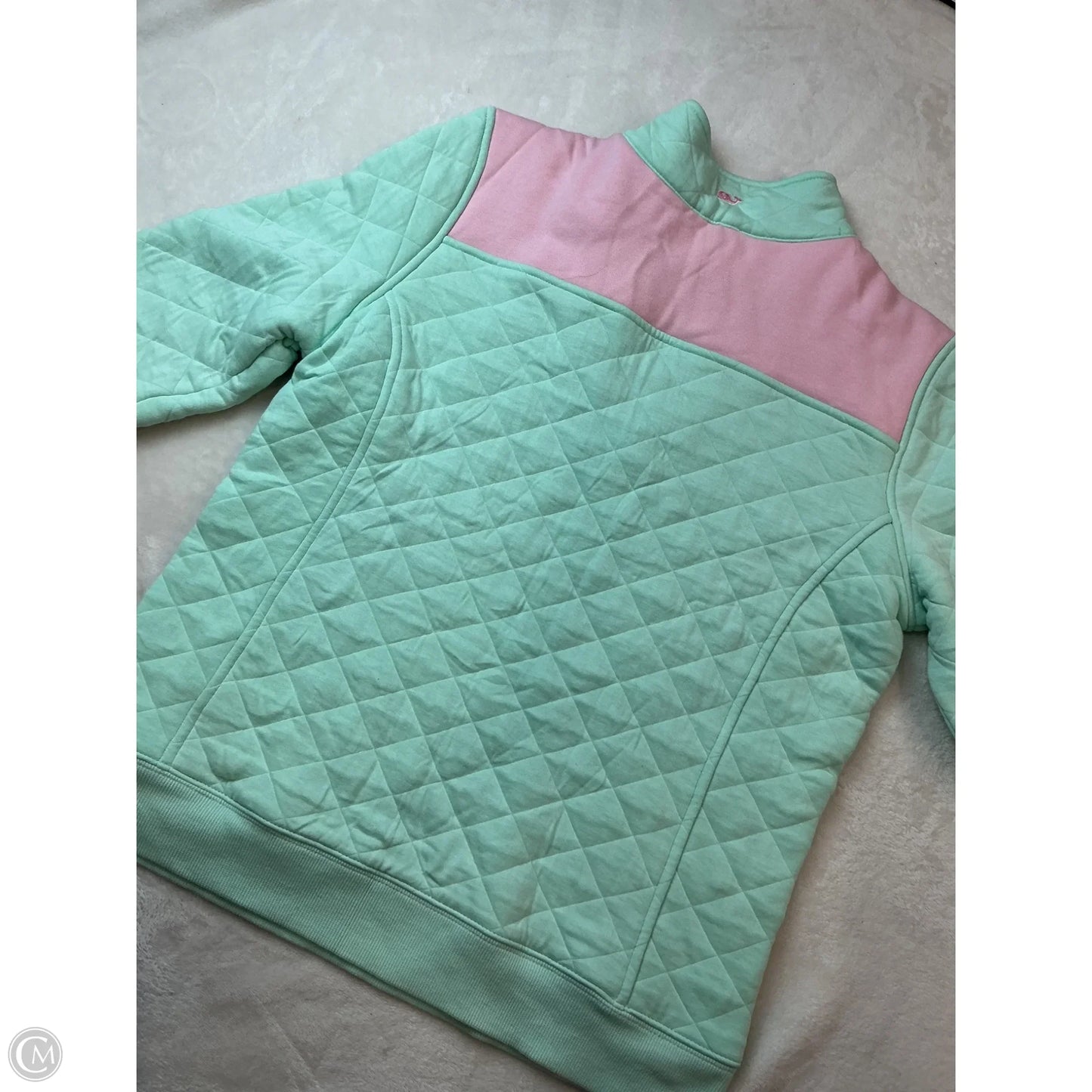 Sweatshirt Collar By Vineyard Vines In Green & Pink, Size: S