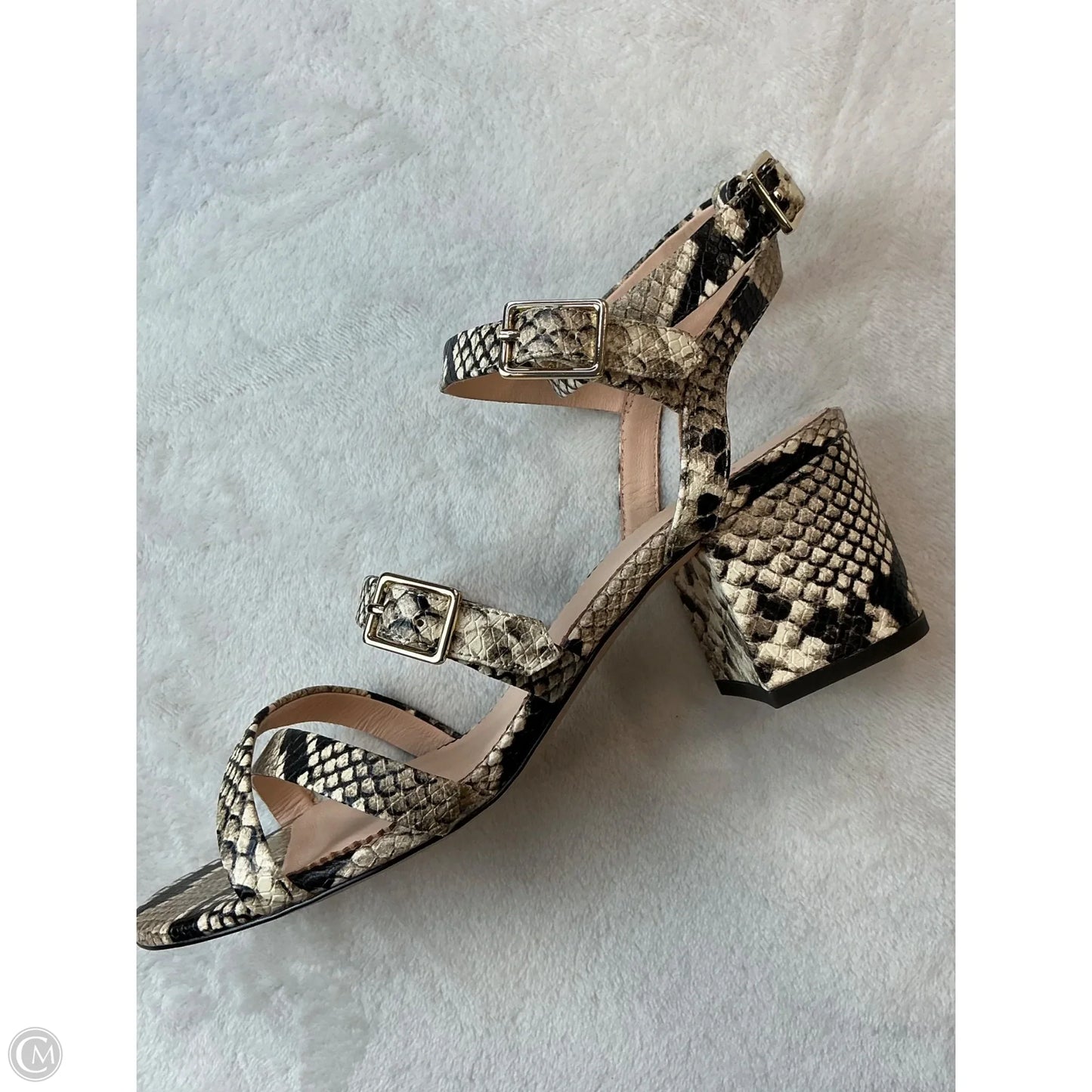 Sandals Heels Block By J. Crew In Snakeskin Print, Size: 8