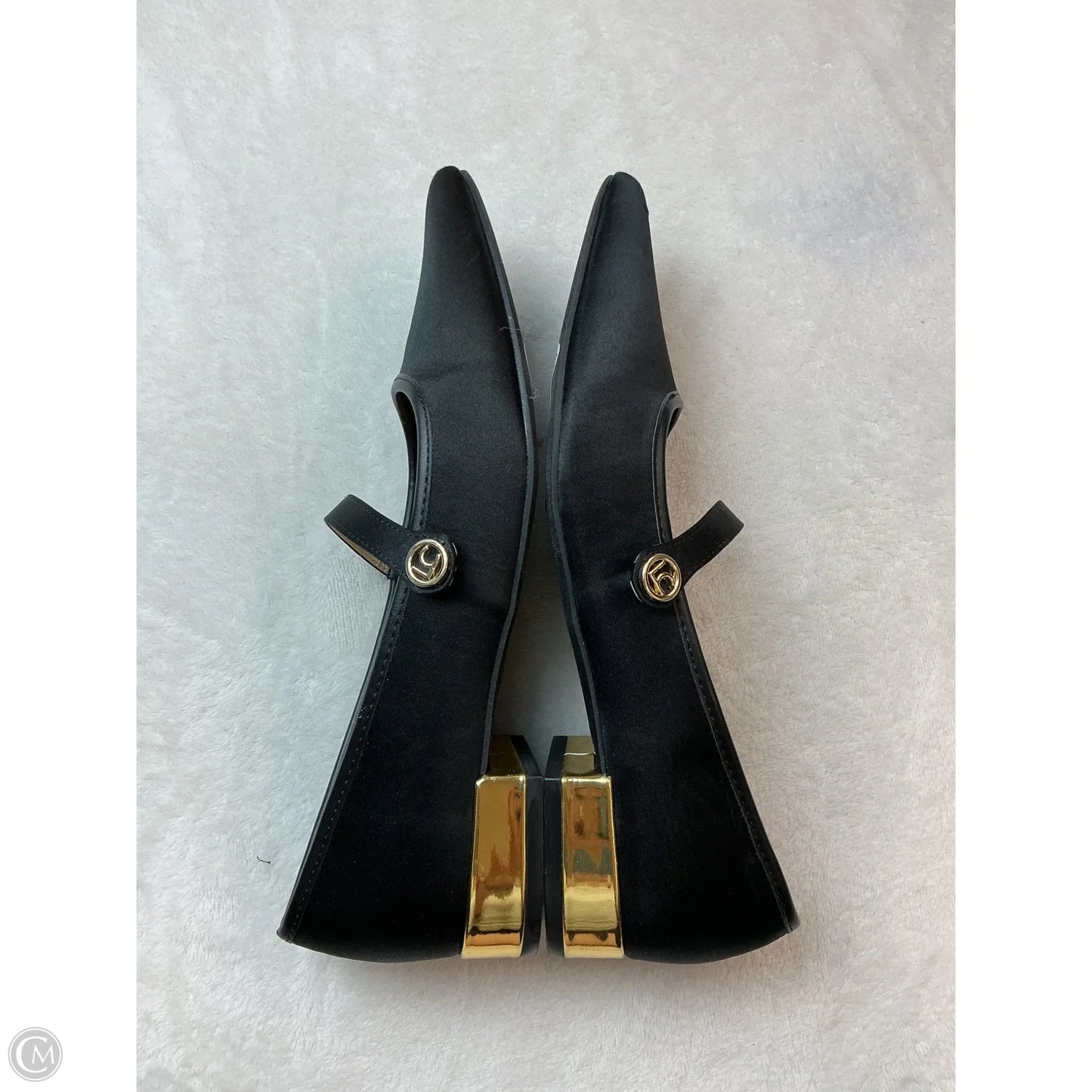 Shoes Heels Block By Liz Claiborne In Black & Gold, Size: 8.5