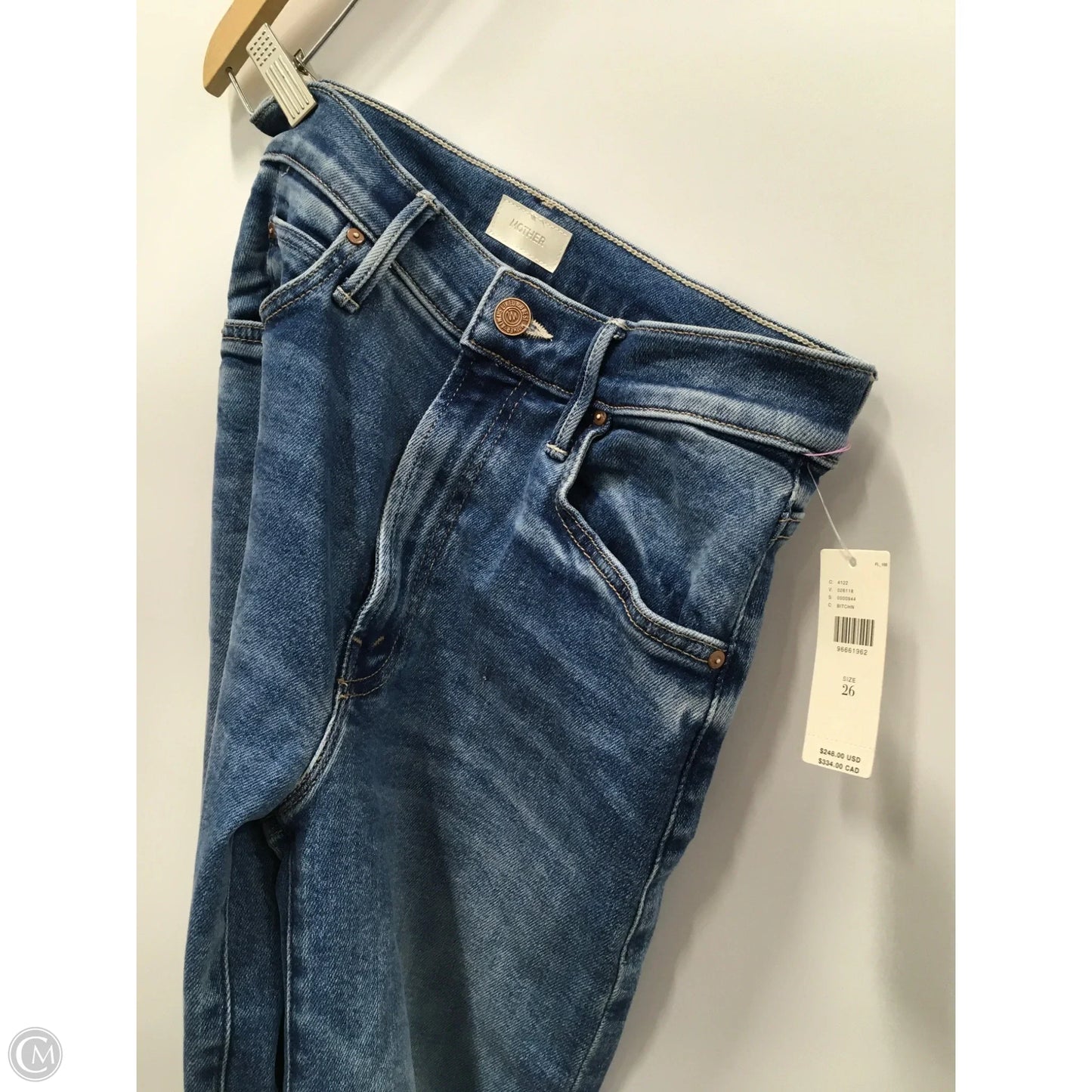 Jeans Straight By Mother In Blue Denim, Size: 4