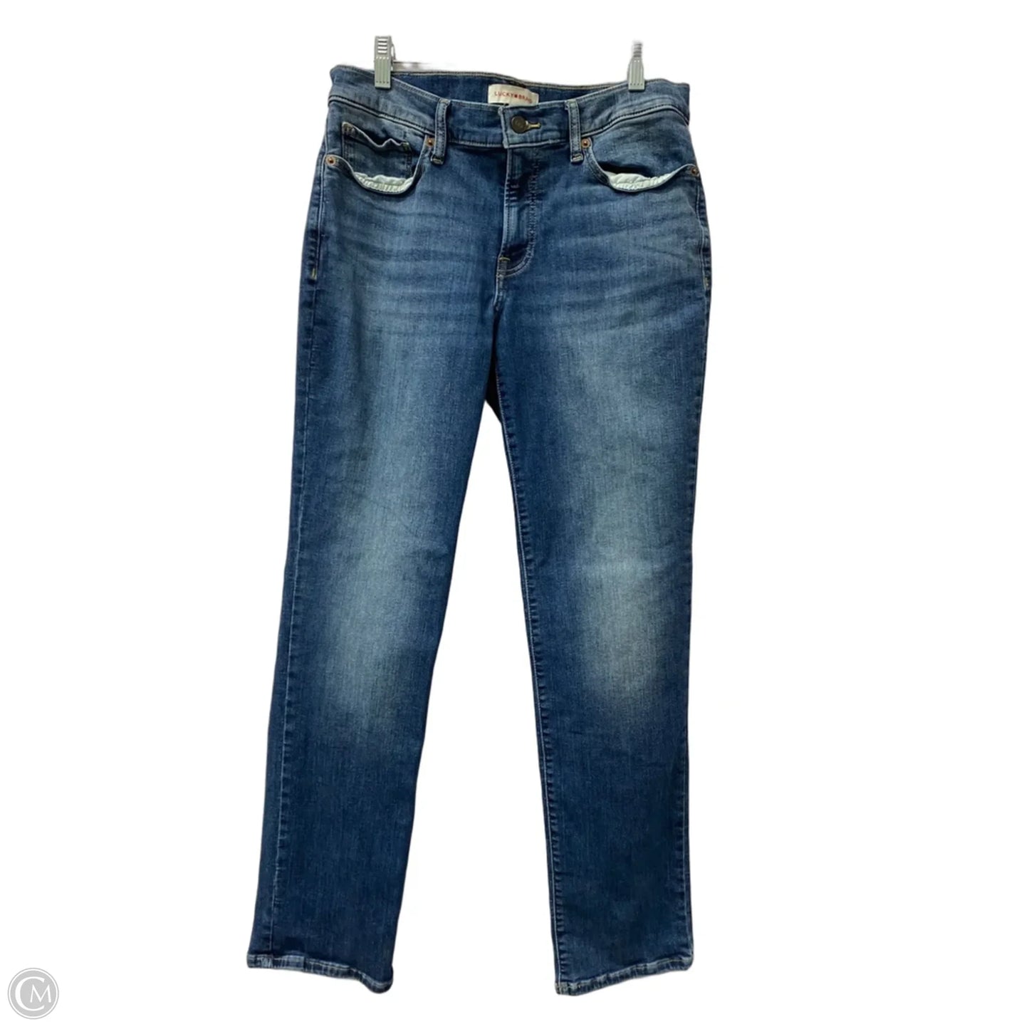 Jeans Straight By Lucky Brand In Blue Denim, Size: 10