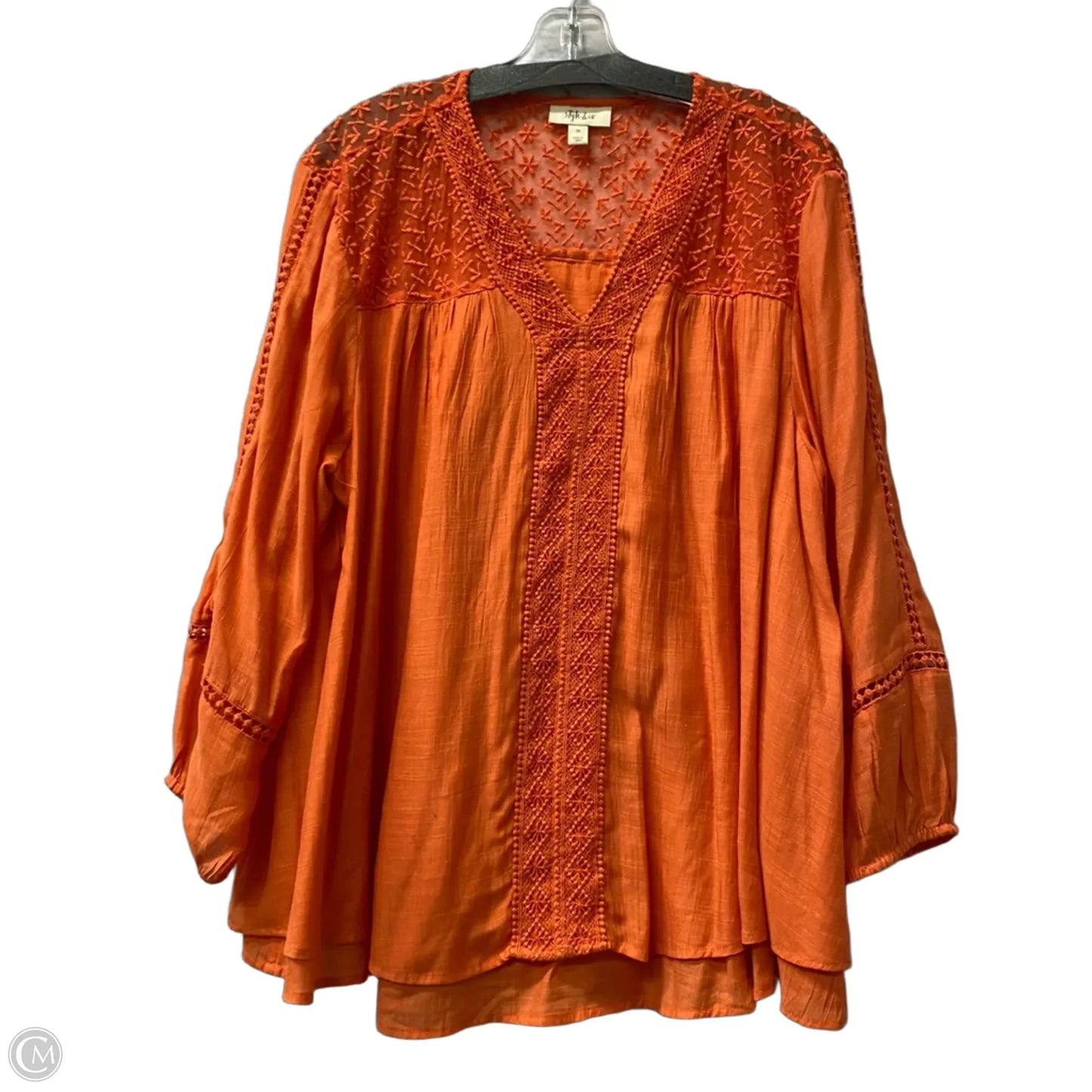 Top Long Sleeve By Style And Company In Orange, Size: 2x