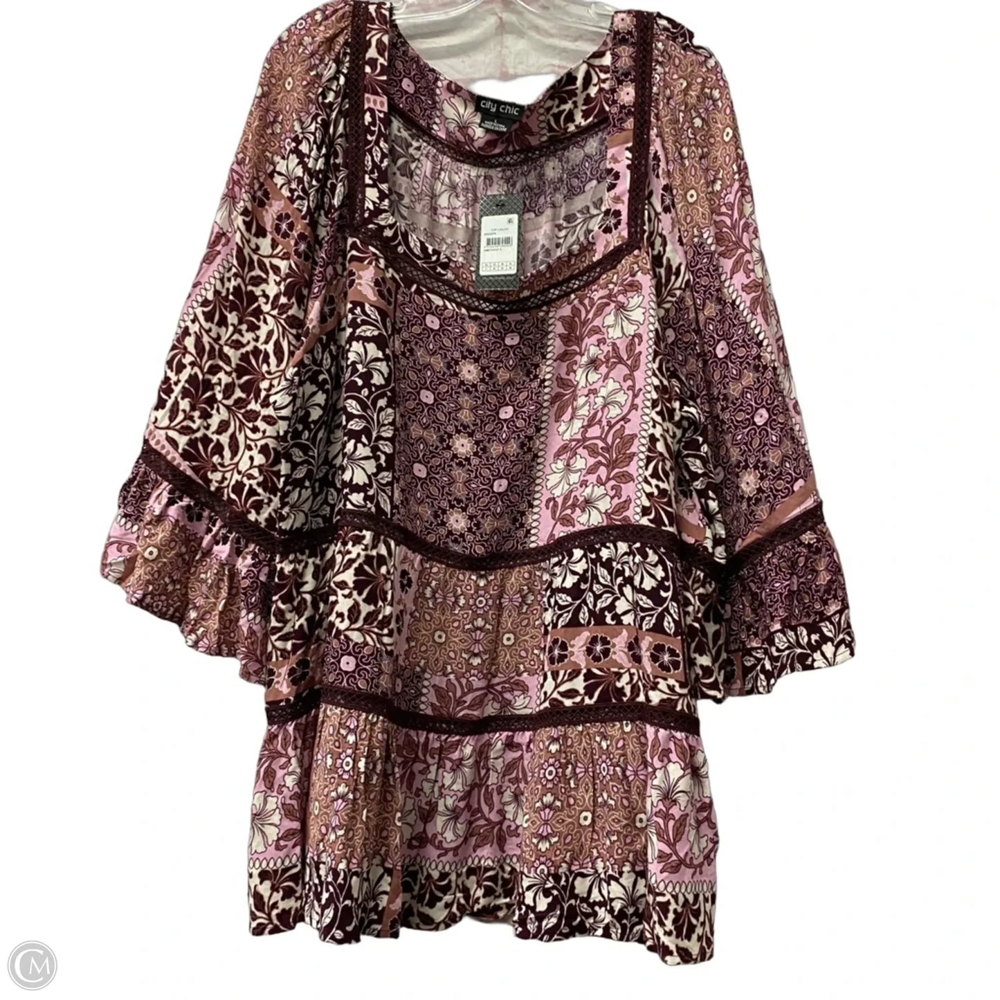 Top 3/4 Sleeve By City Chic In Purple, Size: L