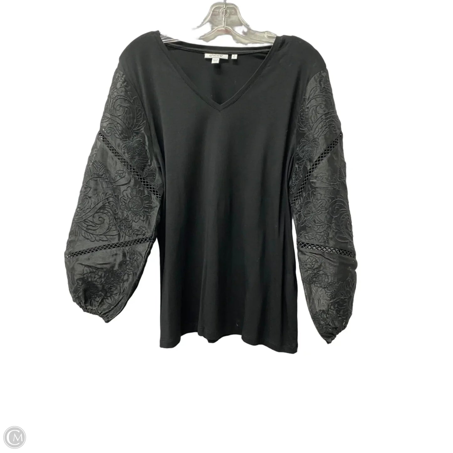 Top Long Sleeve By Chicos In Black, Size: L