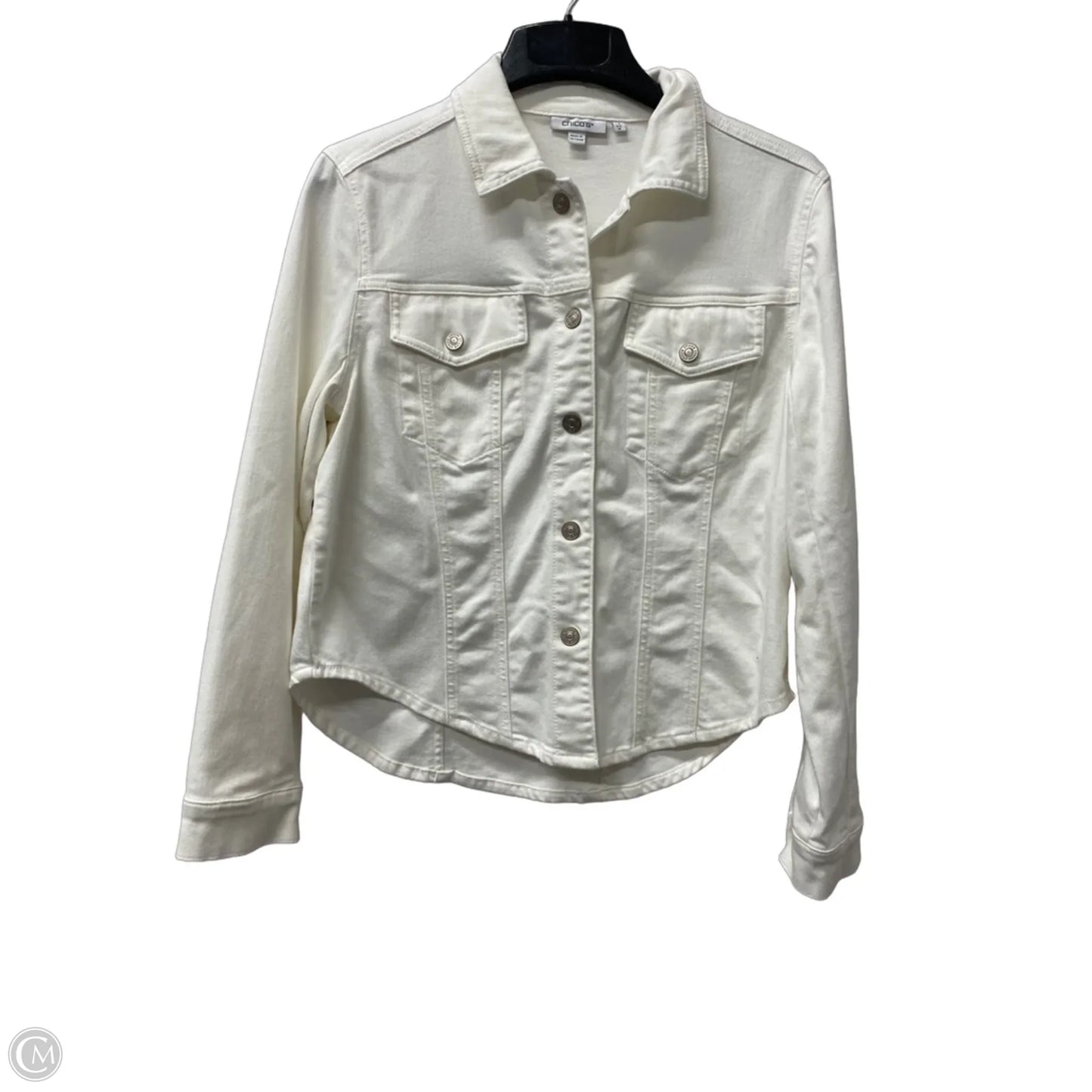 Jacket Denim By Chicos In White, Size: M