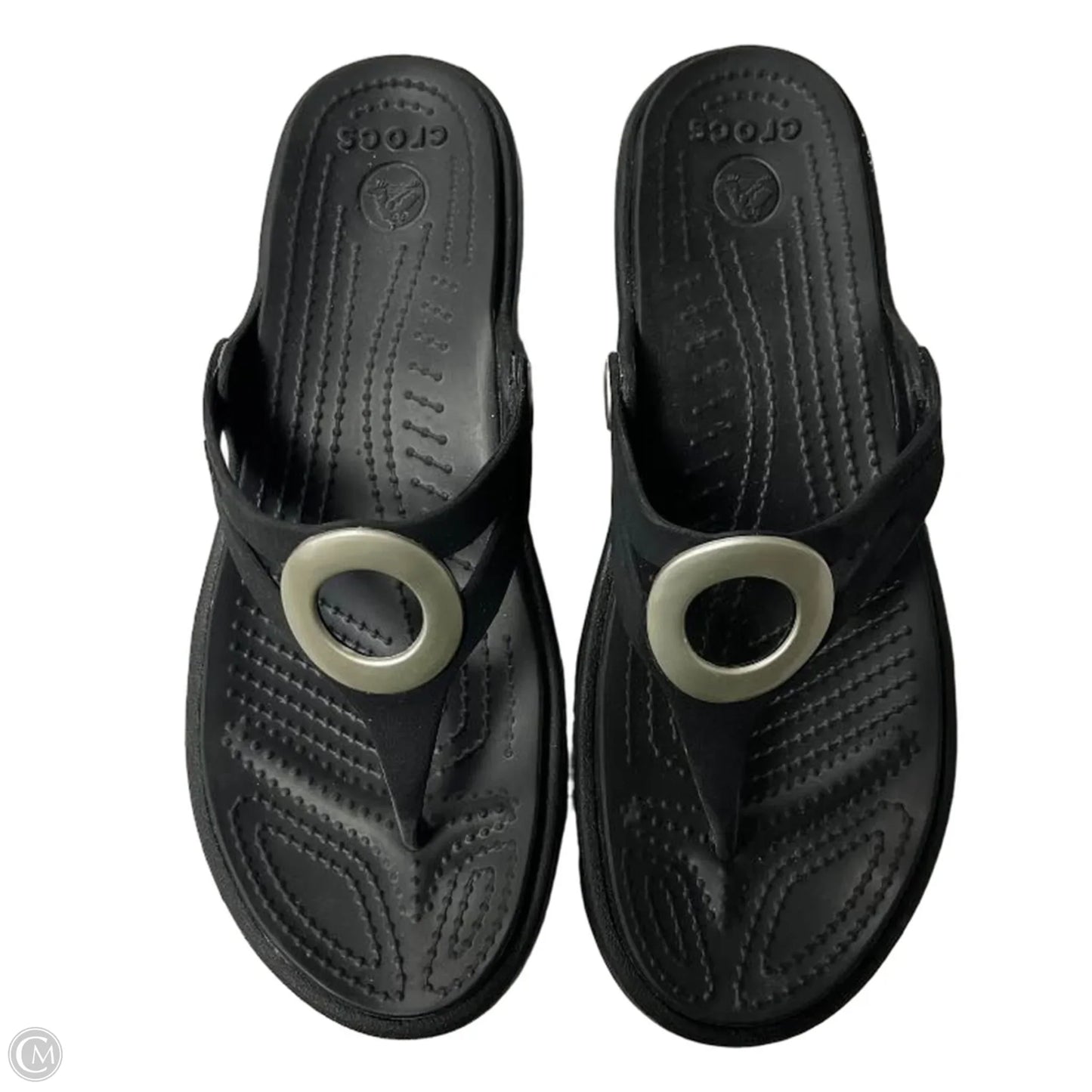 Sandals Flats By Crocs In Black, Size: 6