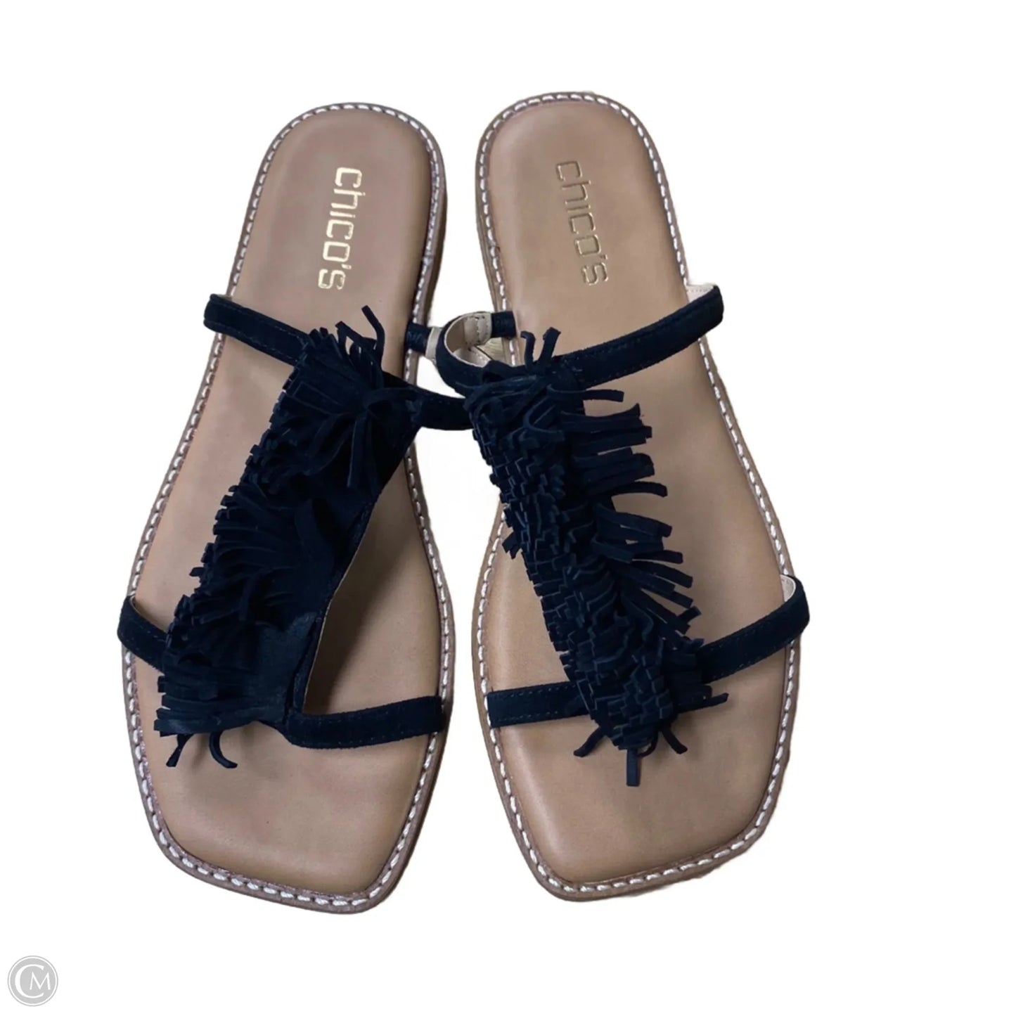 Sandals Flats By Chicos In Black & Tan, Size: 9