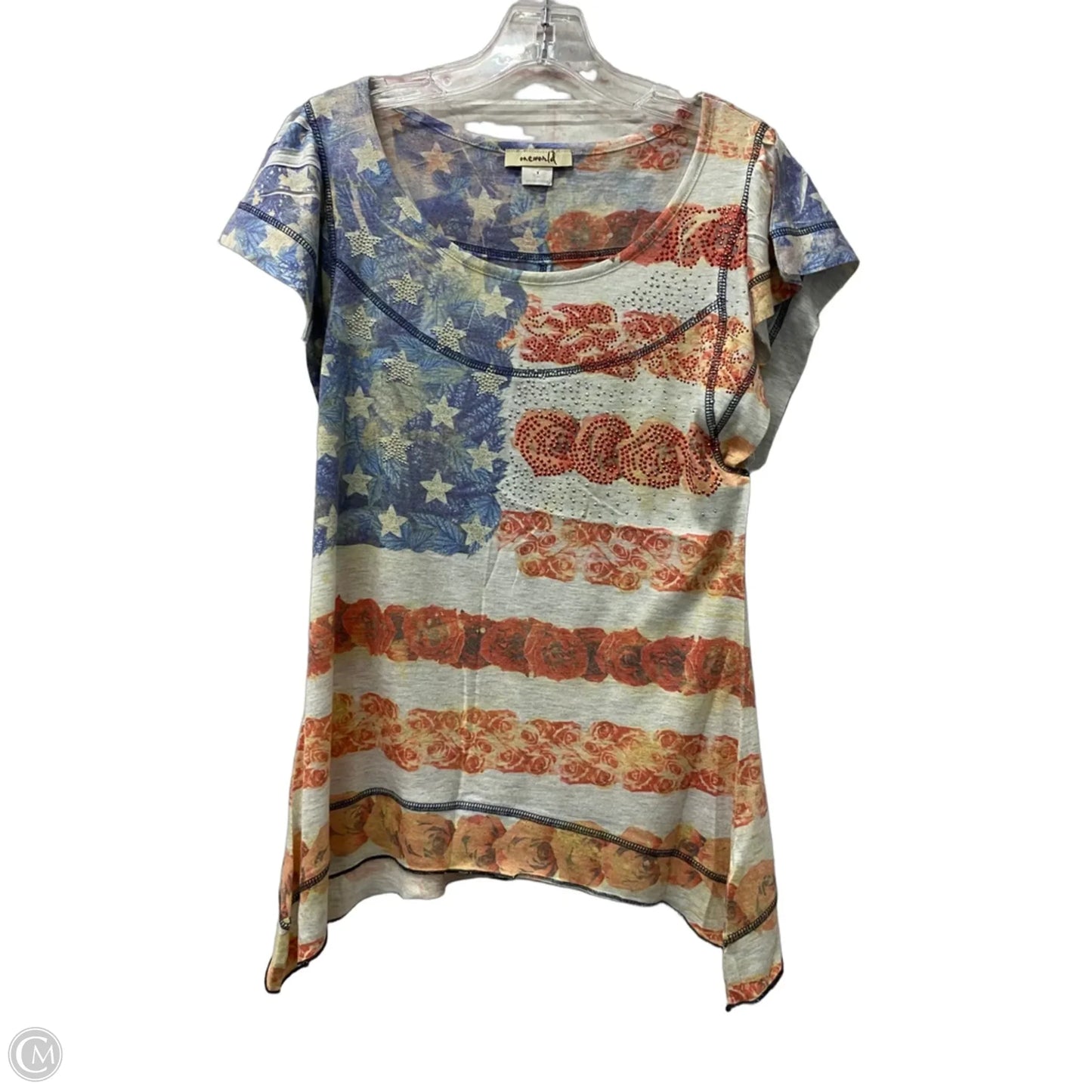 Top Short Sleeve By One World In Blue & Red & White, Size: S
