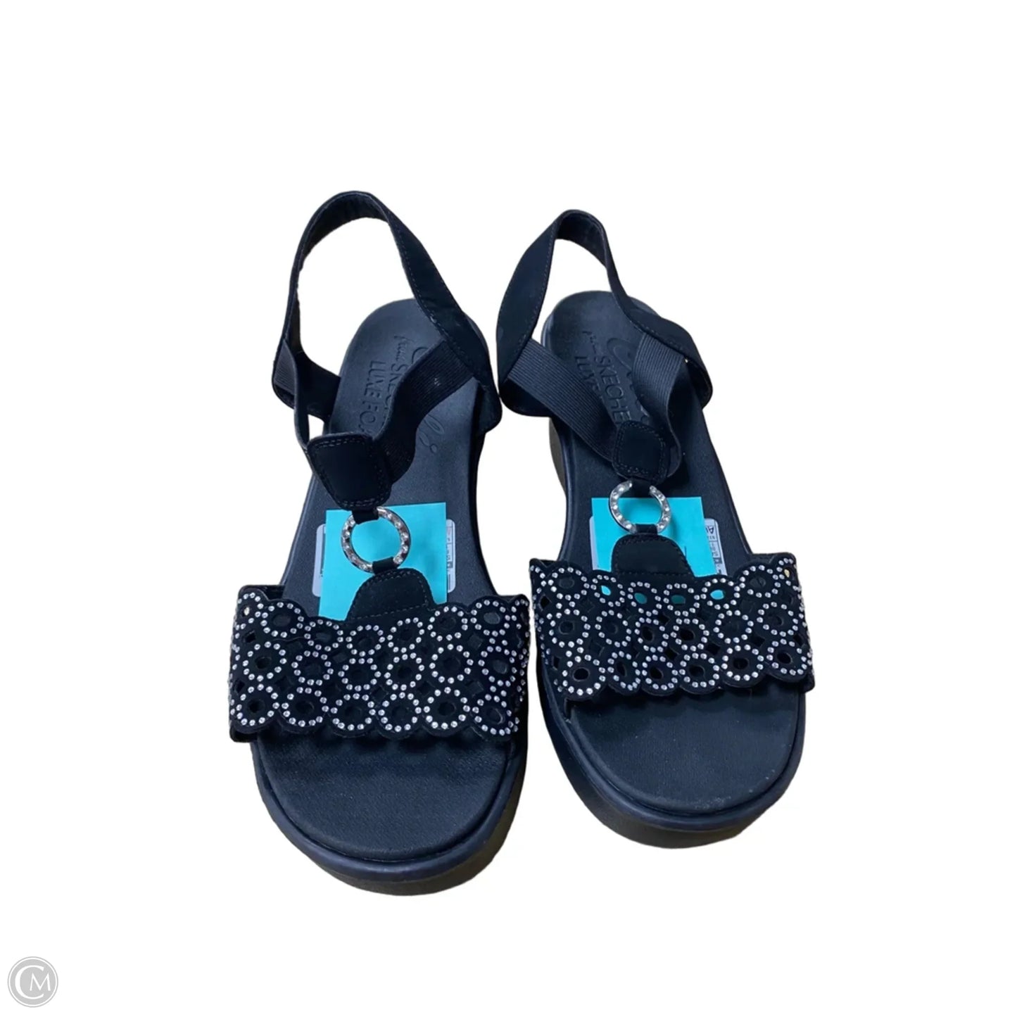 Sandals Heels Wedge By Skechers In Black, Size: 11