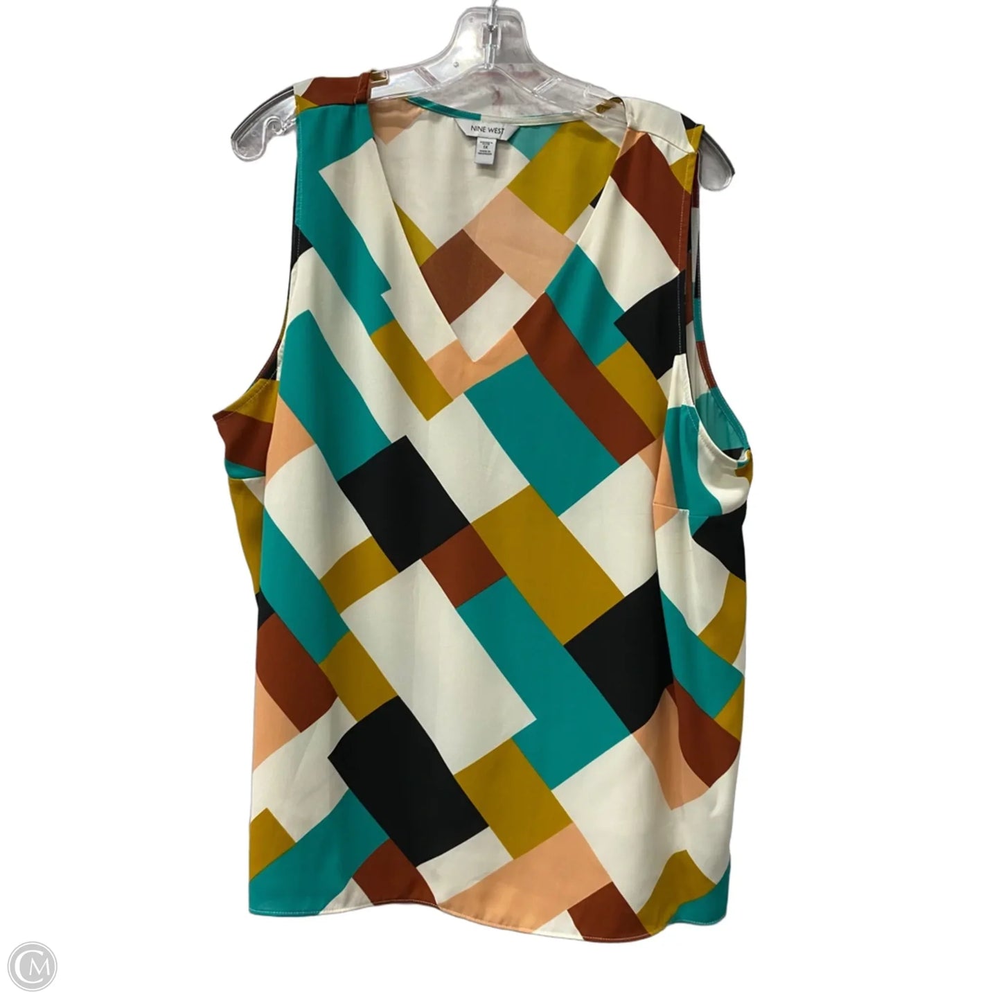 Top Sleeveless By Nine West In Brown & Green, Size: 1x