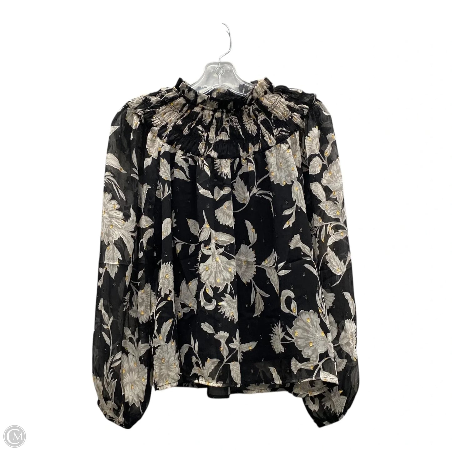 Top Long Sleeve By Ann Taylor In Black & Grey, Size: Sp