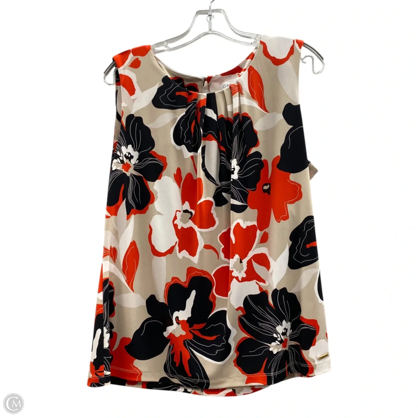 Top Sleeveless By Calvin Klein In Red & Tan, Size: Xl