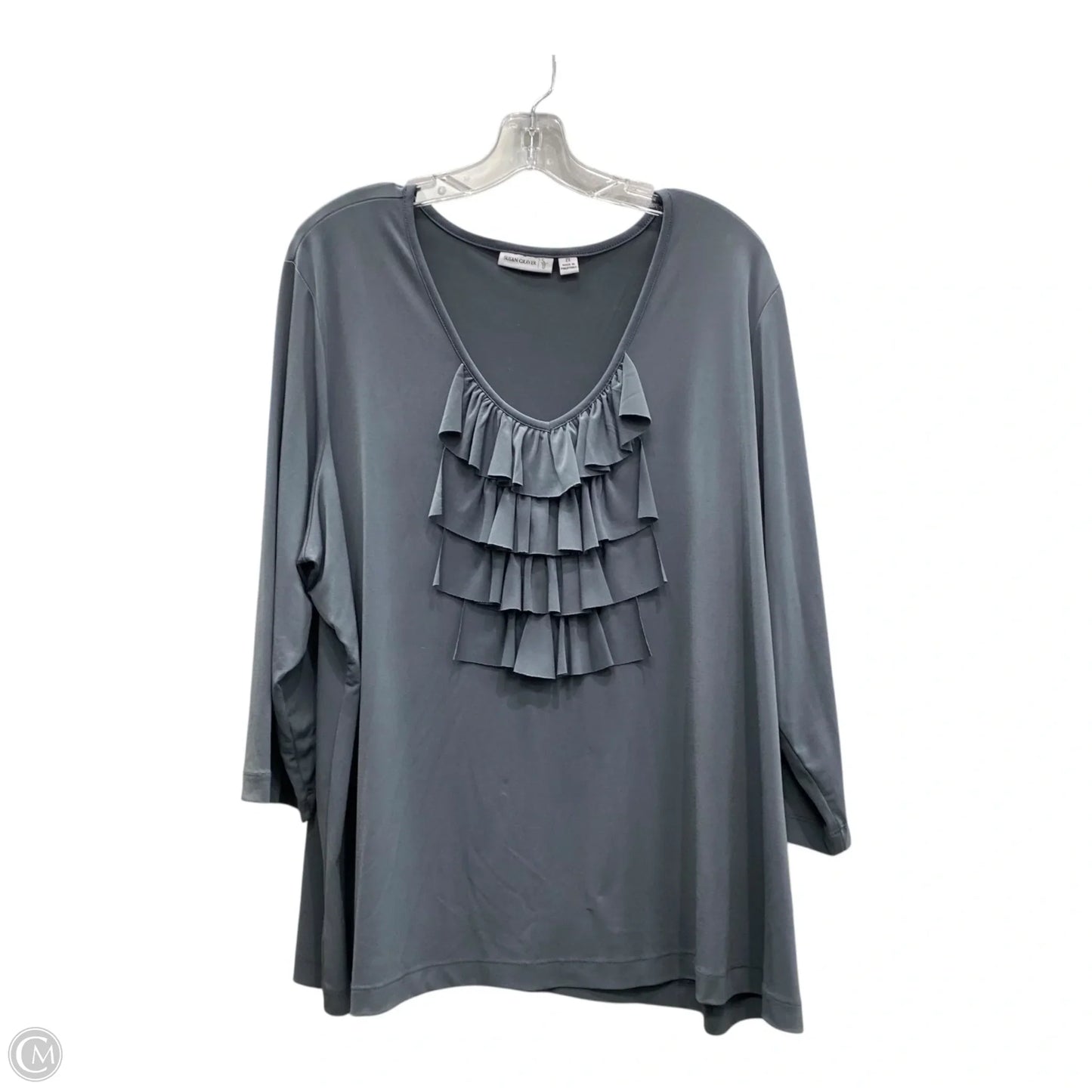 Top Short Sleeve By Susan Graver In Grey, Size: 2x