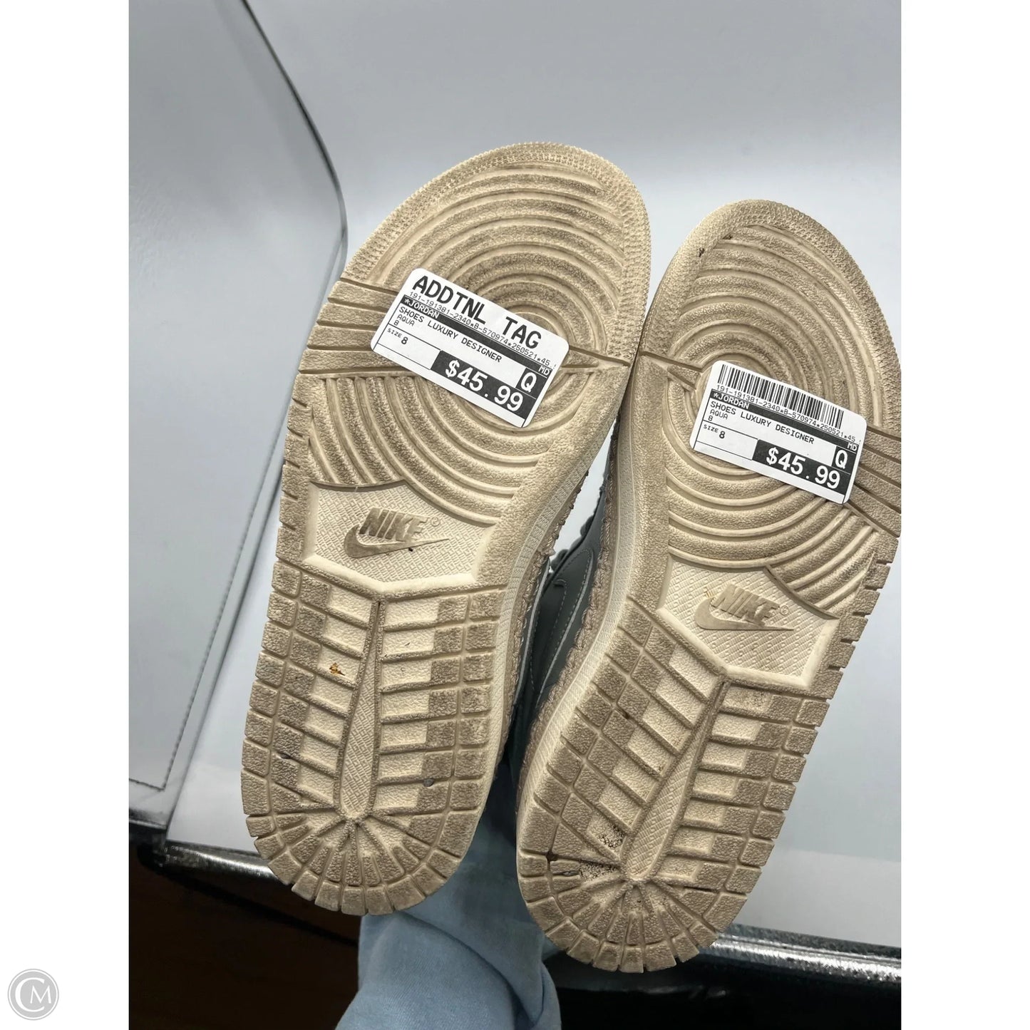 Shoes Luxury Designer By Jordan In Aqua, Size: 8