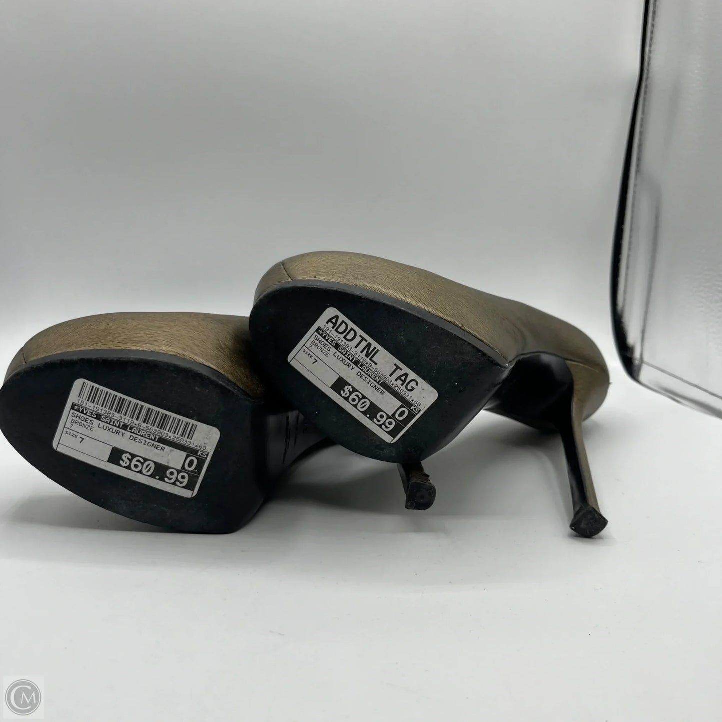 Shoes Luxury Designer By Yves Saint Laurent In Bronze, Size: 7