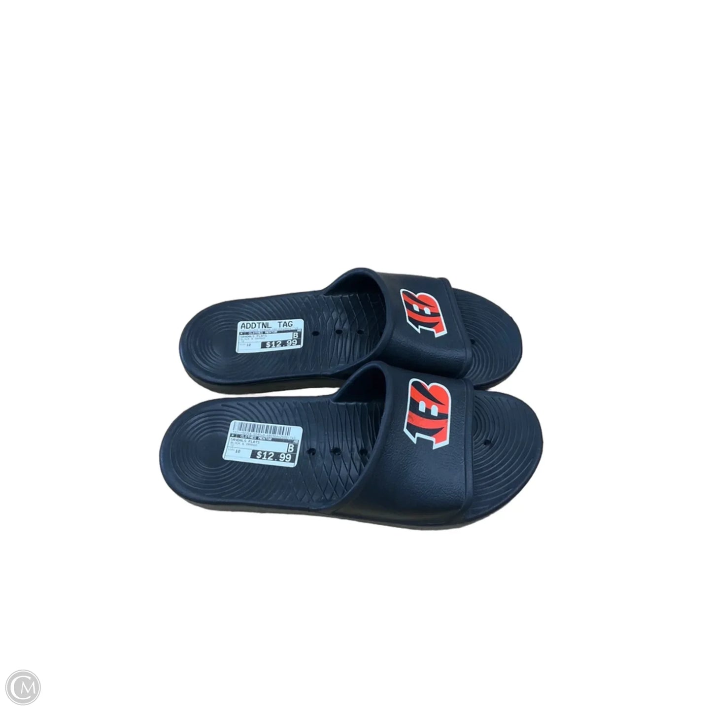 Sandals Flats By Clothes Mentor In Black & Orange, Size: 10