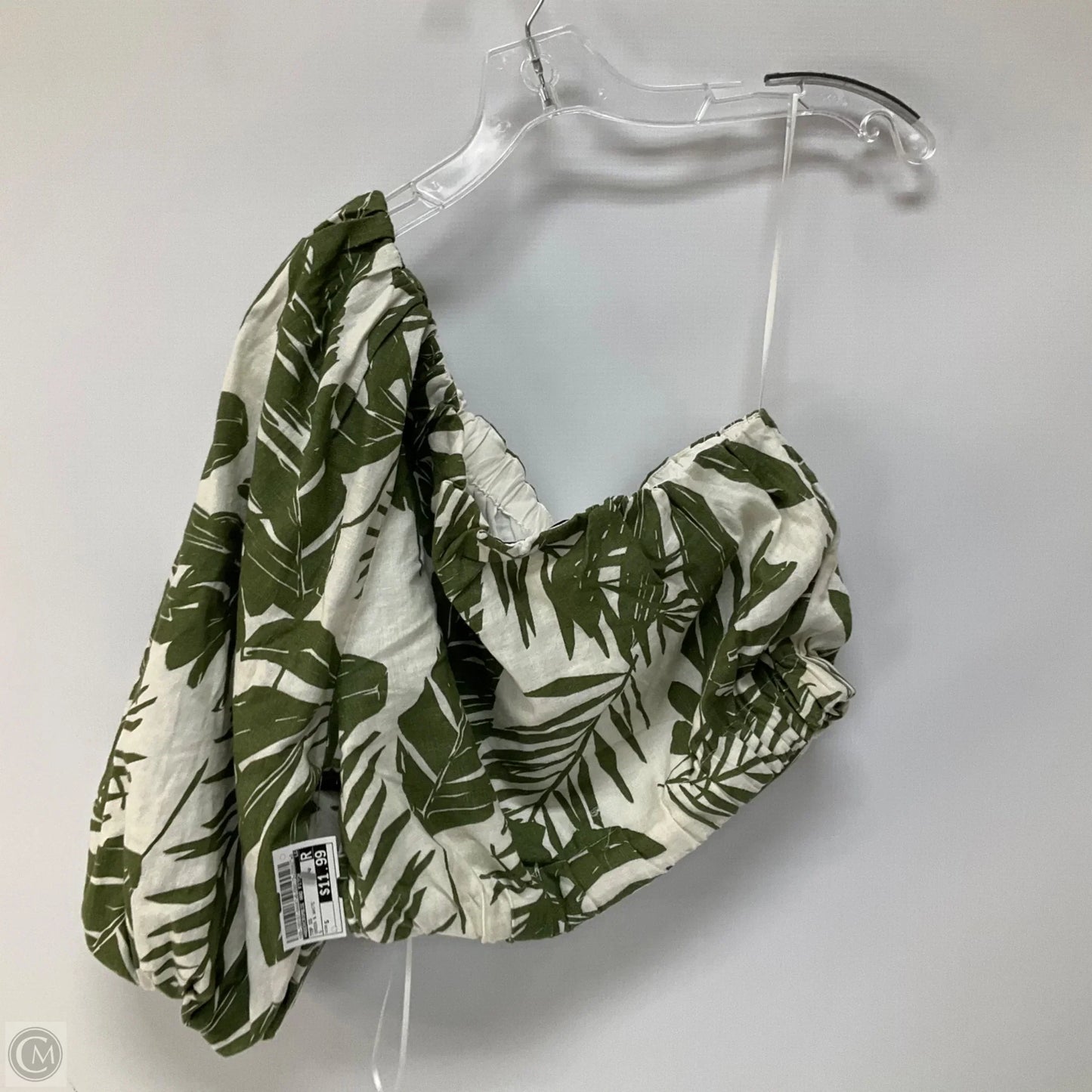 Top Short Sleeve By Abercrombie And Fitch In Green & White, Size: S