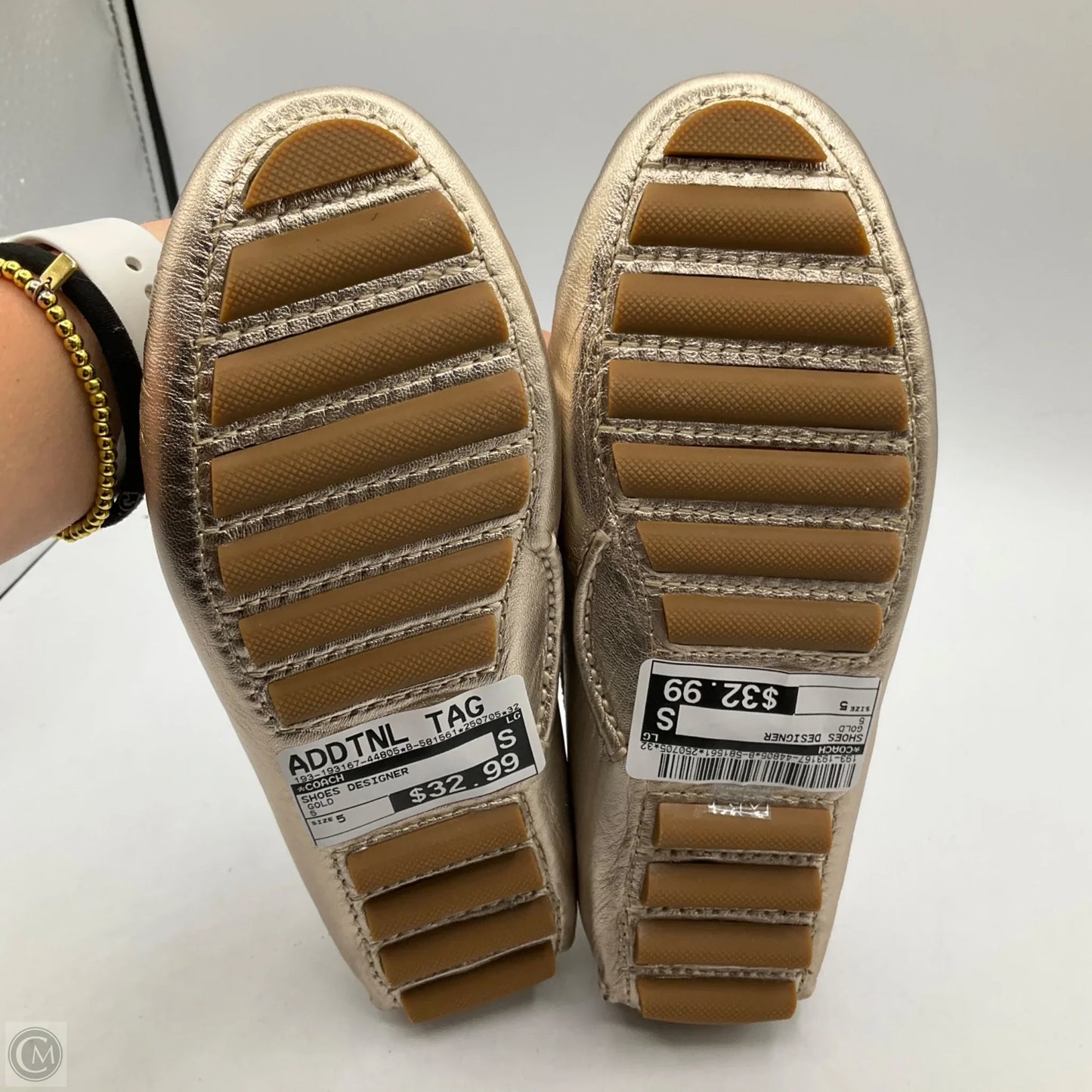 Shoes Designer By Coach In Gold, Size: 5