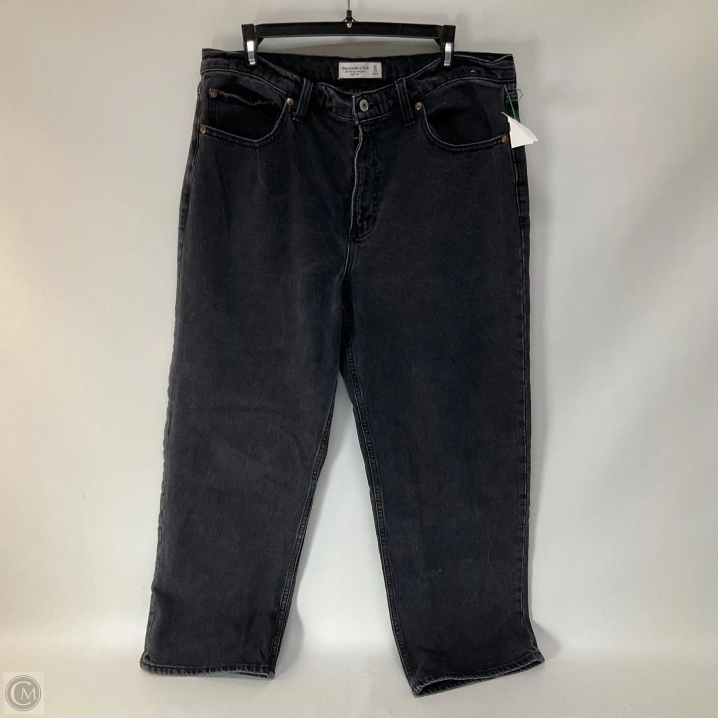 Jeans Straight By Abercrombie And Fitch In Black Denim, Size: 14