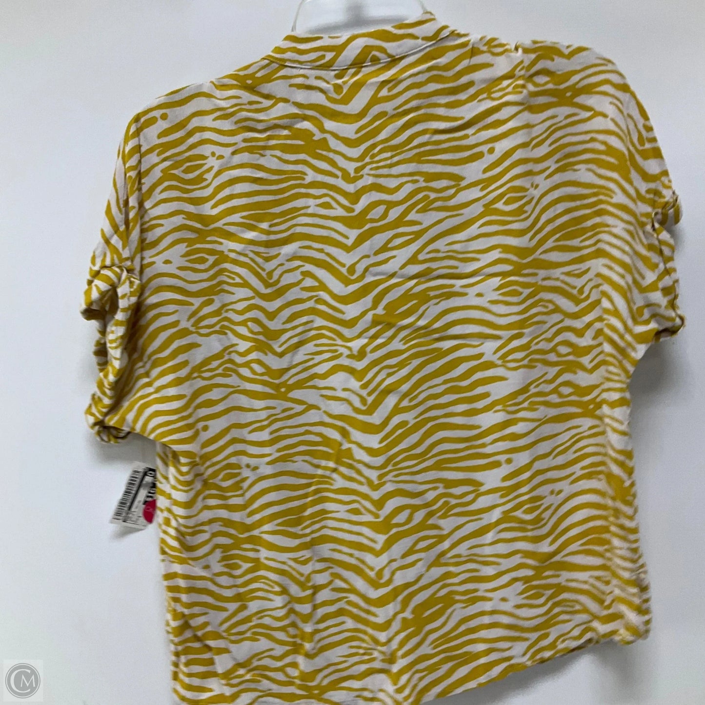 Top Short Sleeve By Maeve In White & Yellow, Size: S