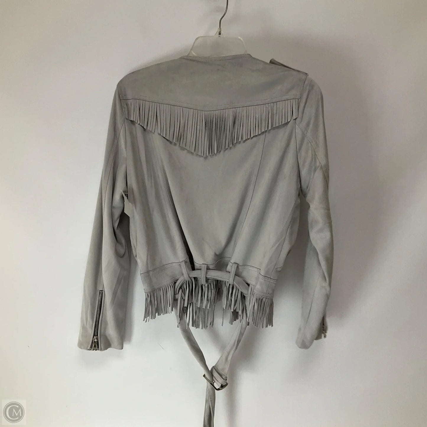 Jacket Moto By Clothes Mentor In Grey, Size: M