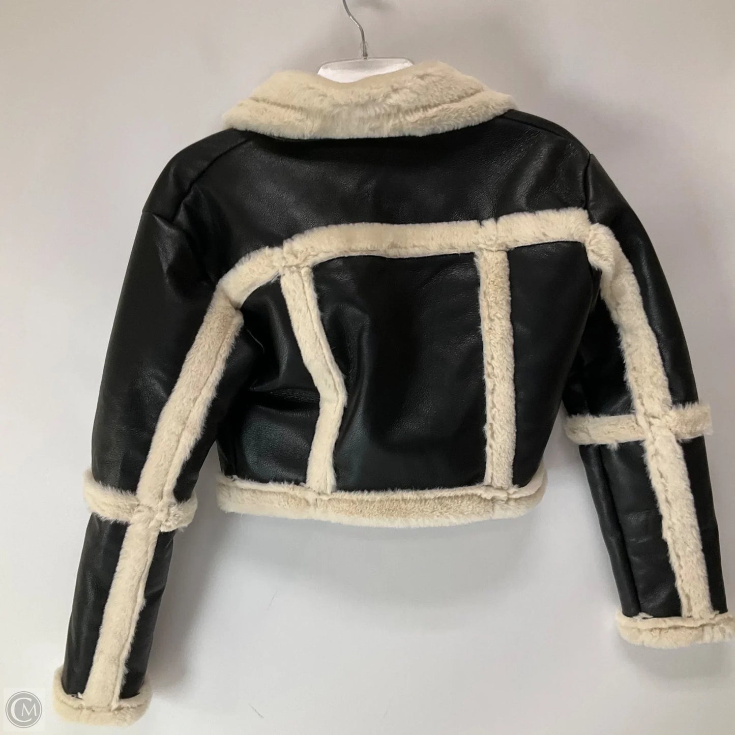 Jacket Faux Fur & Sherpa By Clothes Mentor In Black & Cream, Size: Xs