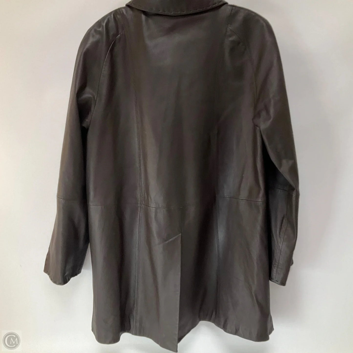 Coat Leather By Ellen Tracy In Brown, Size: L